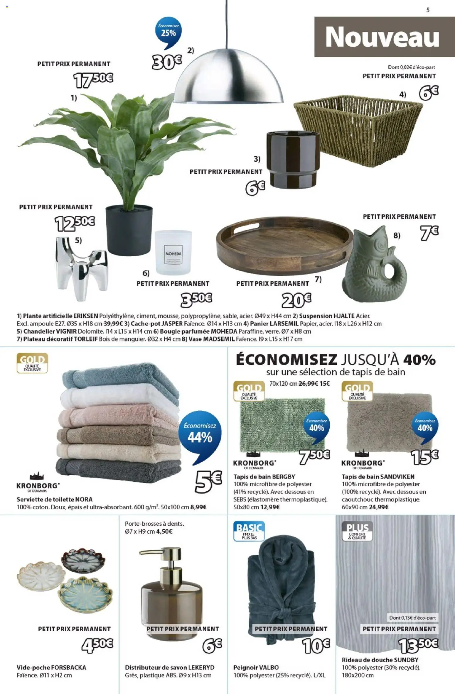 {H1} | Page: 5 | Produits: Savon, Suspension, Serviette de toilette, Rideau