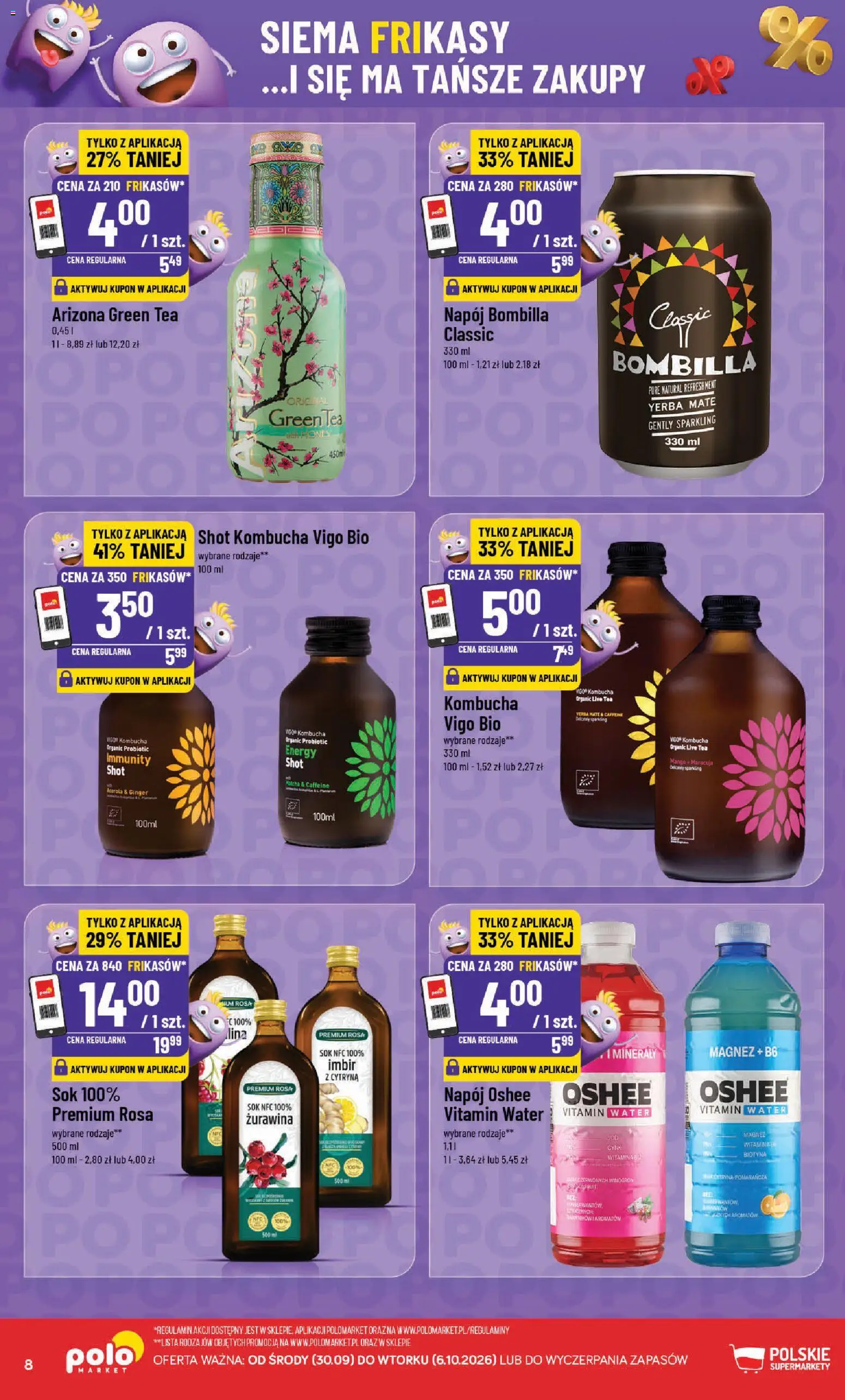 POLOmarket gazetka - Frikasowe Hity od 30.09.2026 | Strona: 8 | Produkty: Mango, Sok, Kombucha, Yerba mate