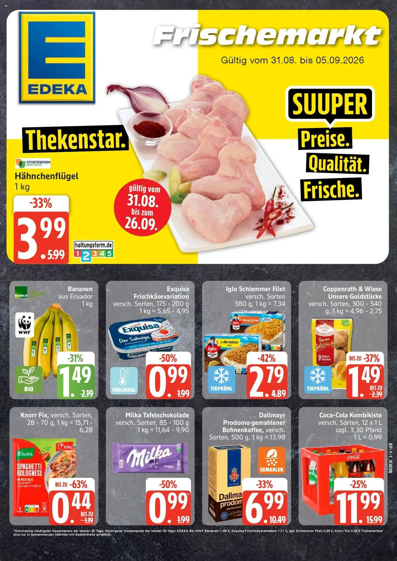Edeka Prospekt Rendsburg (ab 31.08.2026) » Angebote Online | Seite: 1 | Produkte: Knorr fix, Bananen, Knorr, Dallmayr