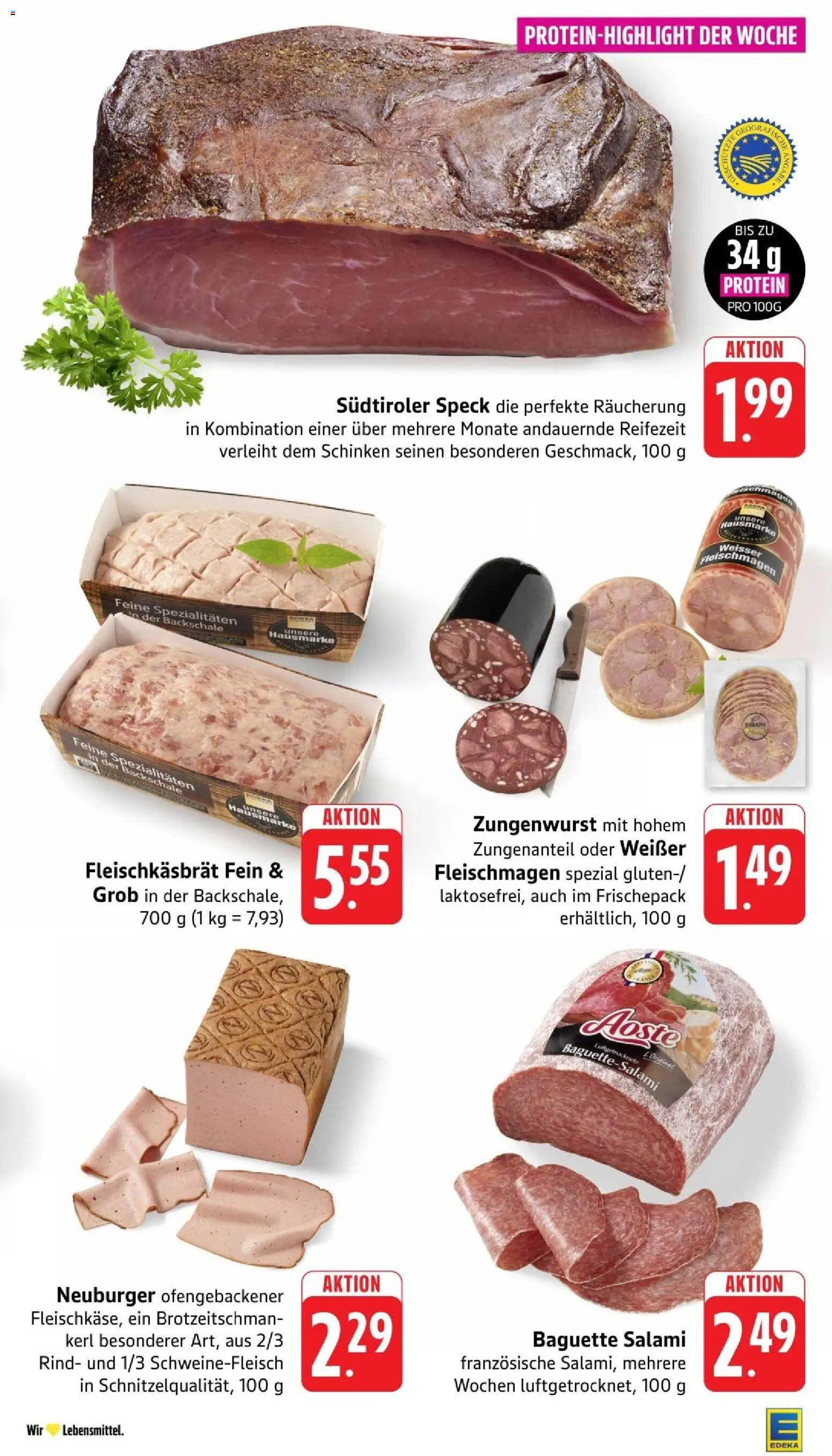 Edeka Prospekt Stuttgart – gültig ab 23.08.2026 | Seite: 7 | Produkte: Spezialitäten, Baguette, Schinken, Schweinefleisch