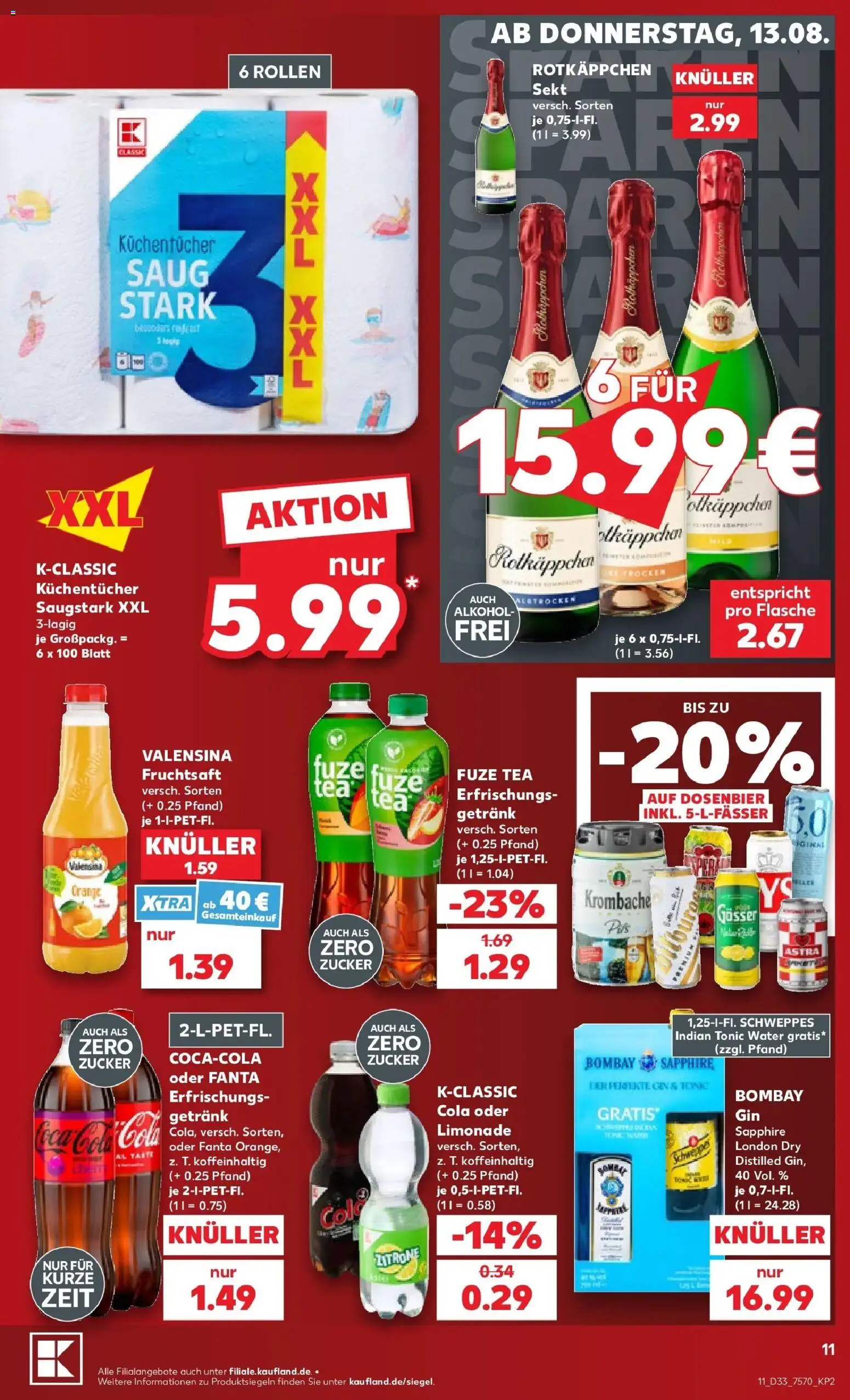 Prospekt Kaufland ab 10.08.2026 » Angebote Online zum Blättern | Seite: 20 | Produkte: Sekt, Astra, Dosenbier, Fruchtsaft