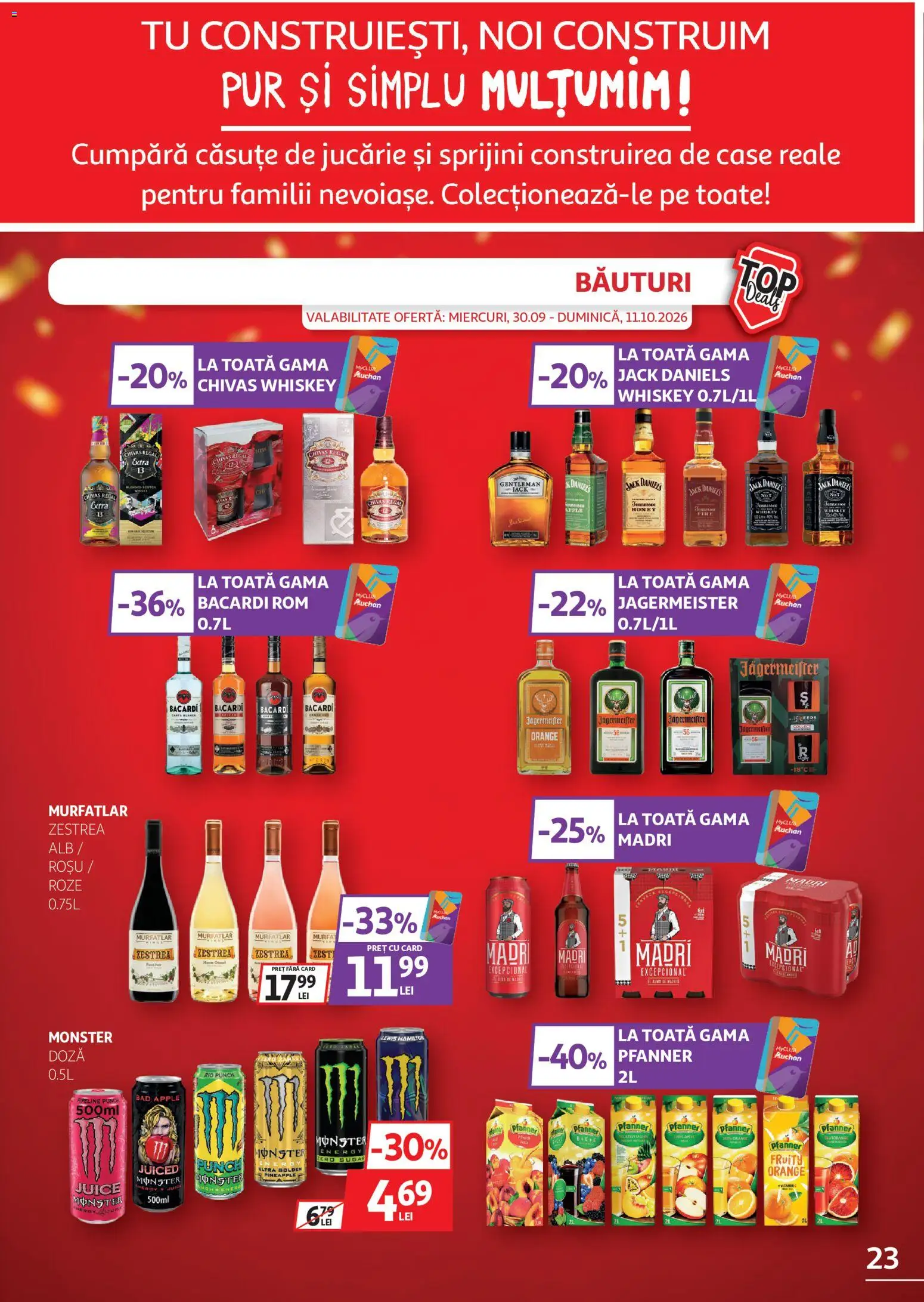 Noul catalog Auchan – valabil de la 30.09.2026 | Pagină: 23 | Produse: Zero, Apple, Rom, Whiskey