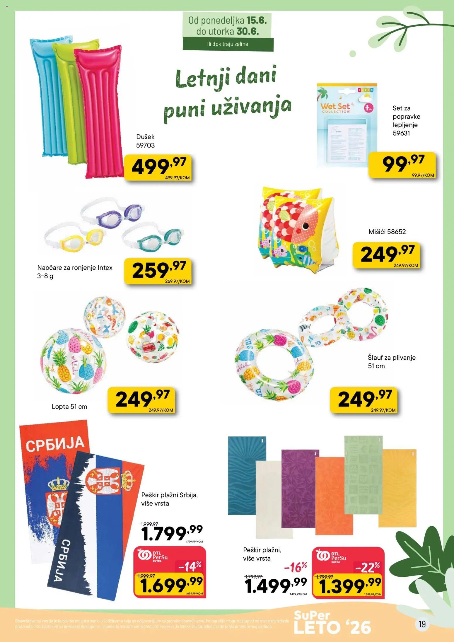 PerSu katalog - važi od 15.06.2026 | Strana: 19 | Proizvode: Lopta, Dušek, Naočare, Peškir