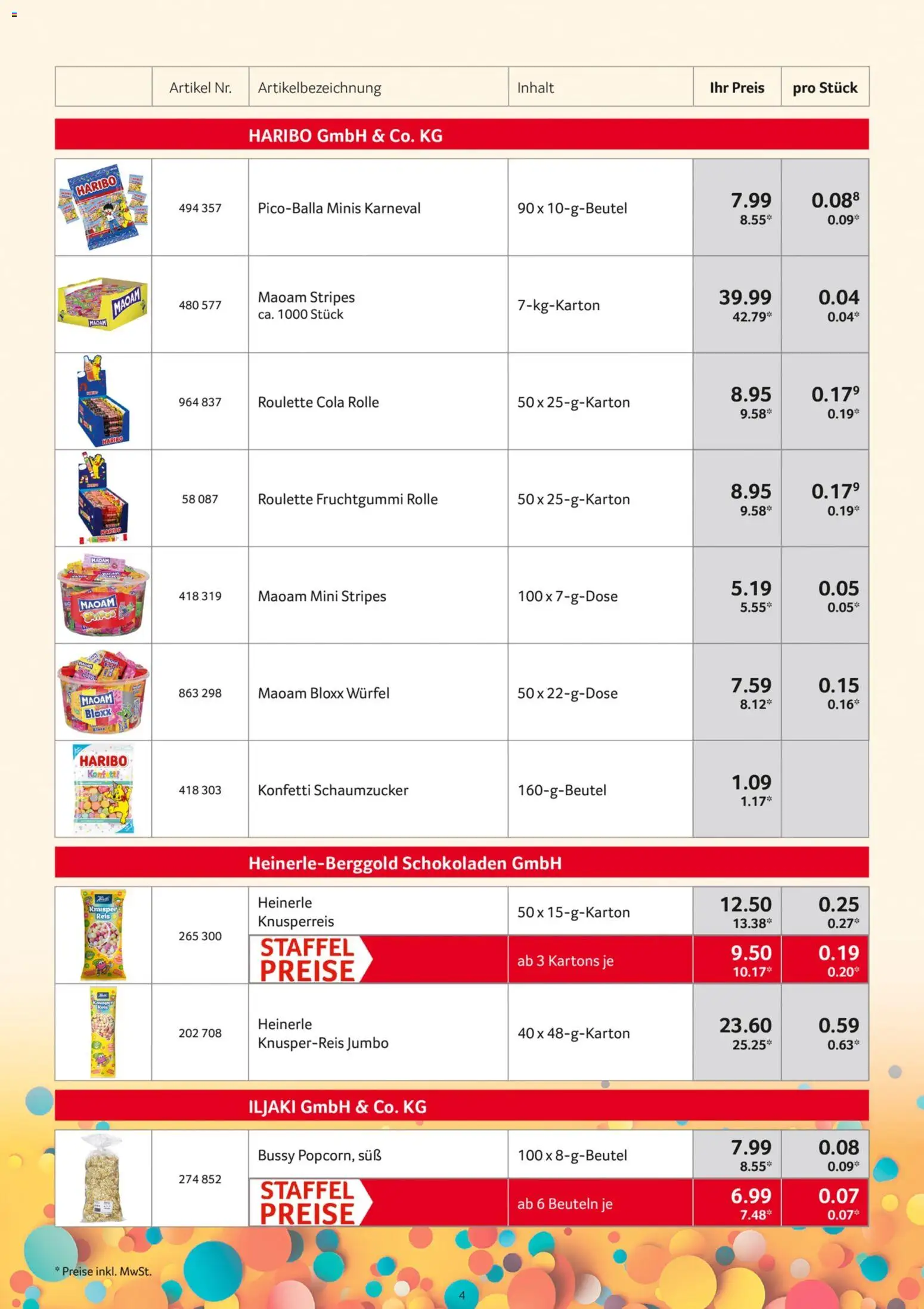 Selgros Karnevalsortiment – gültig ab 05.10.2026 | Seite: 4 | Produkte: Haribo, Cola, Reis