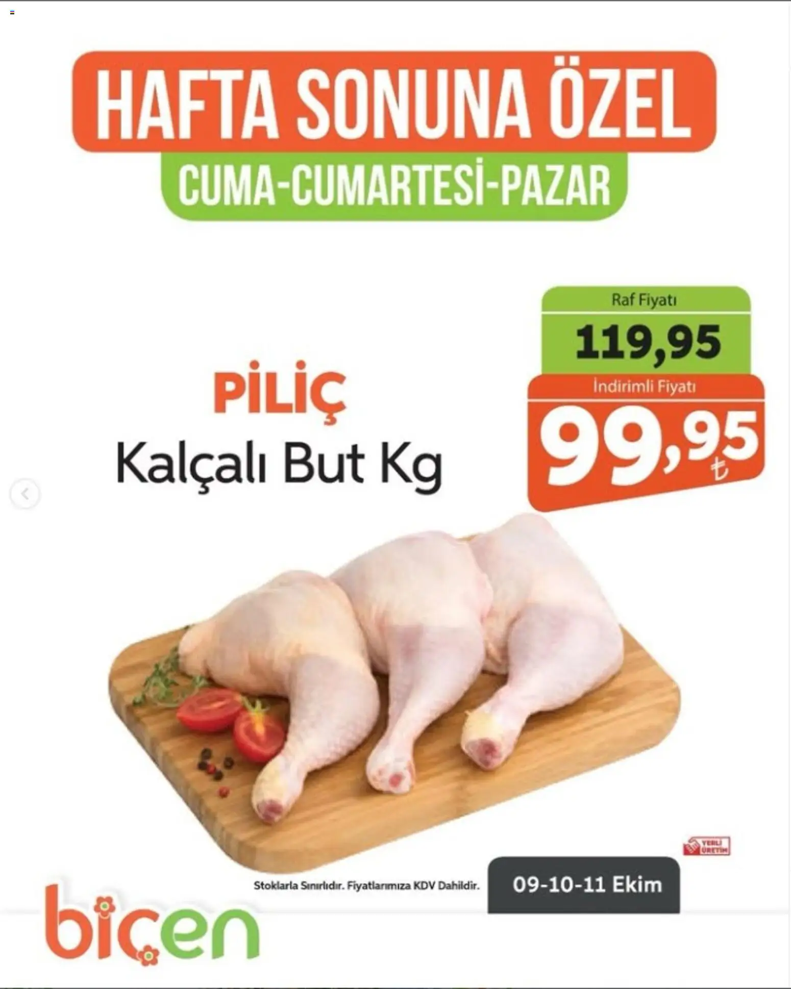 Biçen Market - Hafta Sonuna Özel - 09 Ekim 2026 tarihinden itibaren geçerlidir | Sayfa: 8 | Ürünler: Raf, Piliç