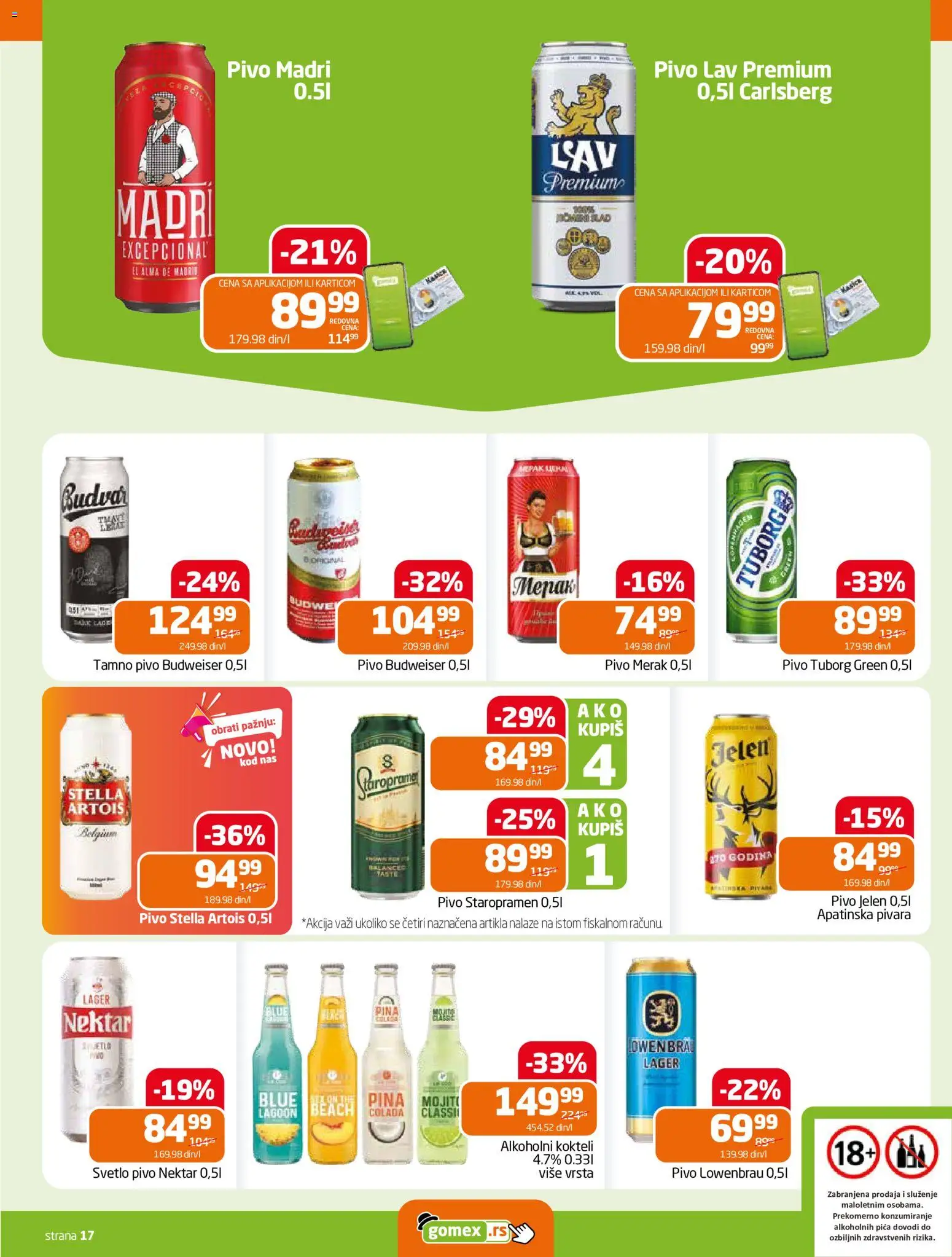 Gomex katalog - važi od 22.07.2026 | Strana: 17 | Proizvode: Stella Artois, Pica, Pivo, Carlsberg