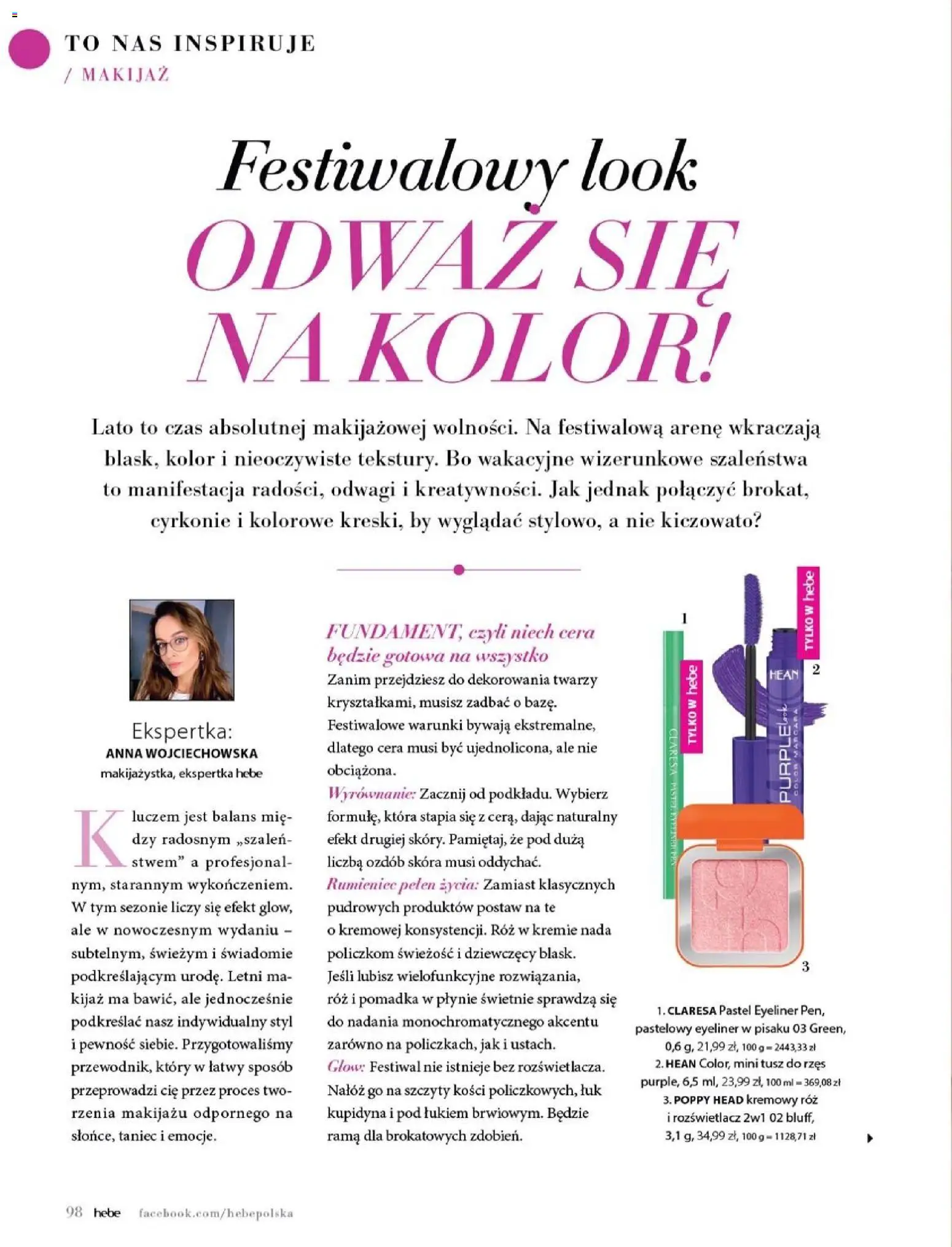 Hebe gazetka - Magazyn od 01.07.2026 | Strona: 98 | Produkty: Pomadka, Makijaż, Tusz do rzęs, Eyeliner