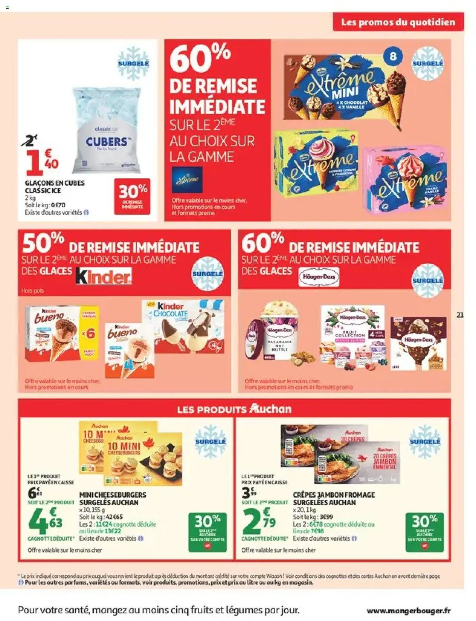 {H1} | Page: 21 | Produits: Glaces, Cônes, Fromage, Jambon