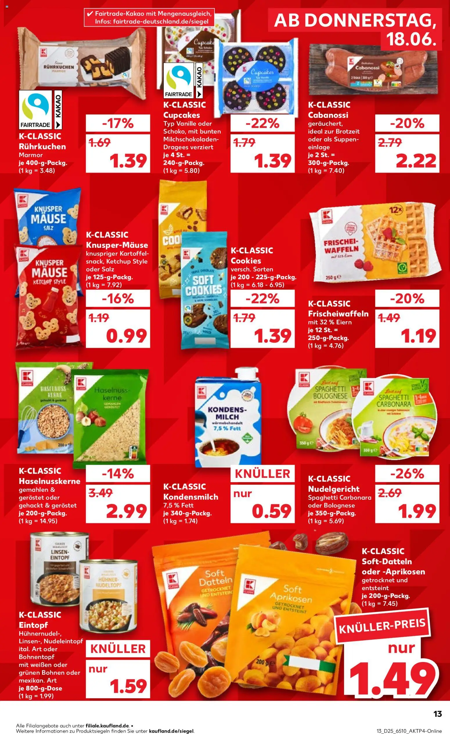 Kaufland Prospekt Köln – gültig ab 18.06.2026 | Seite: 13 | Produkte: Milch, Waffeln, Salz, Ketchup