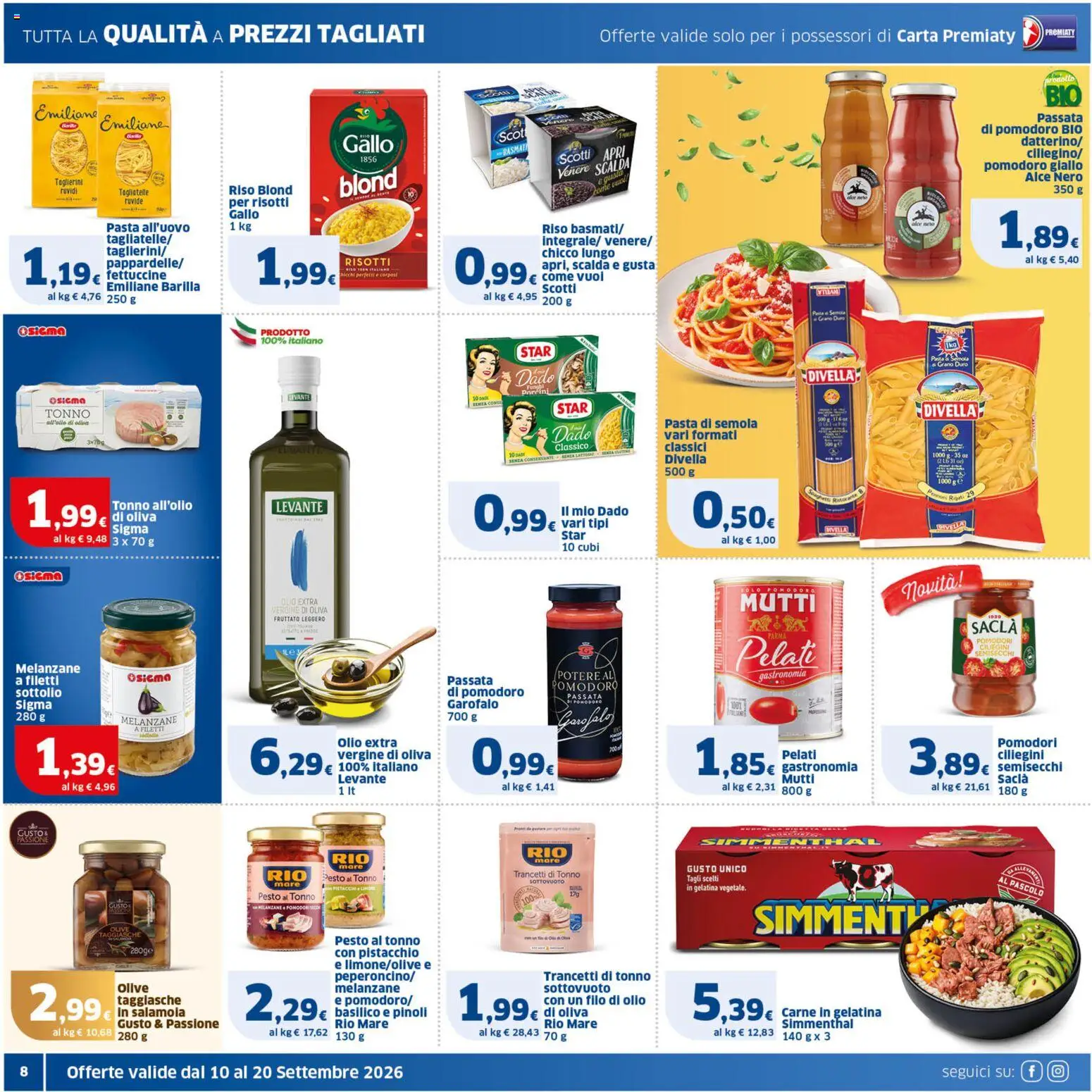 Volantino SIGMA del 10/09/2026 | Pagina: 8 | Prodotti: Pomodoro, Pomodori, Pasta, Basilico
