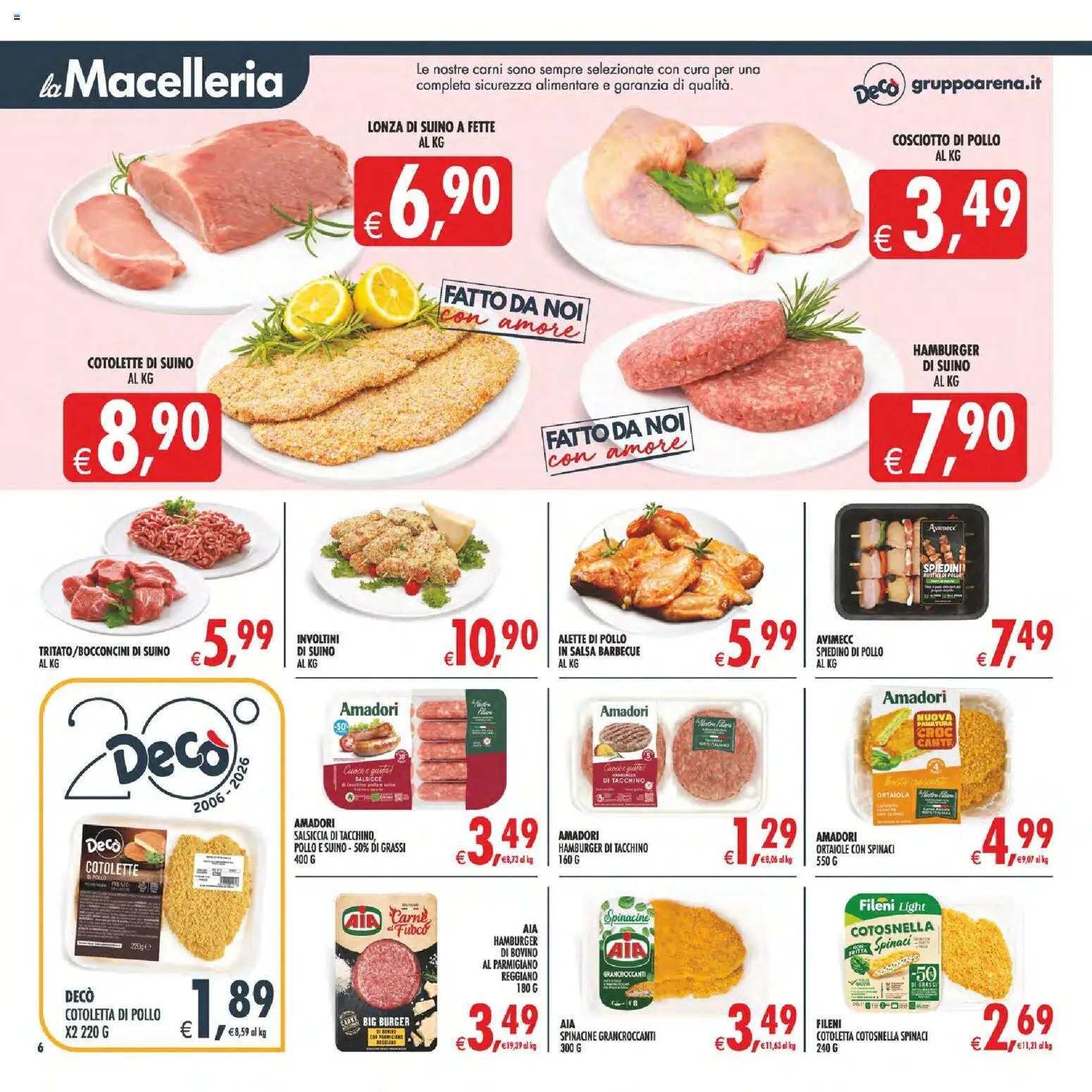 Volantino Decò del 01/09/2026 | Pagina: 6 | Prodotti: Carne, Hamburger, Spiedini, Salsicce