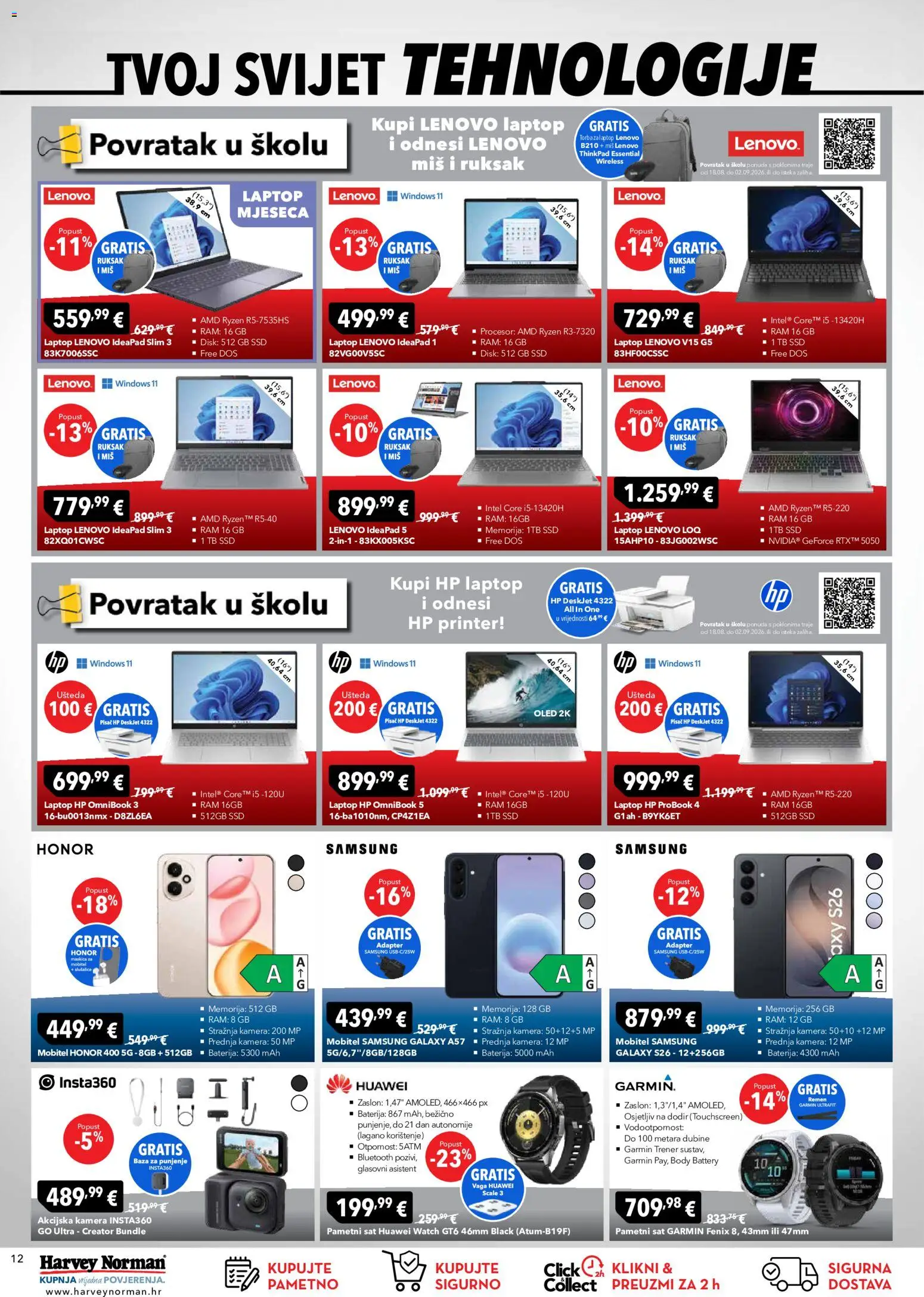 Harvey Norman katalog | vrijedi od 18.08.2026 | Stranica: 12 | Proizvodi: Pametni sat, Sat, Printer, Adapter