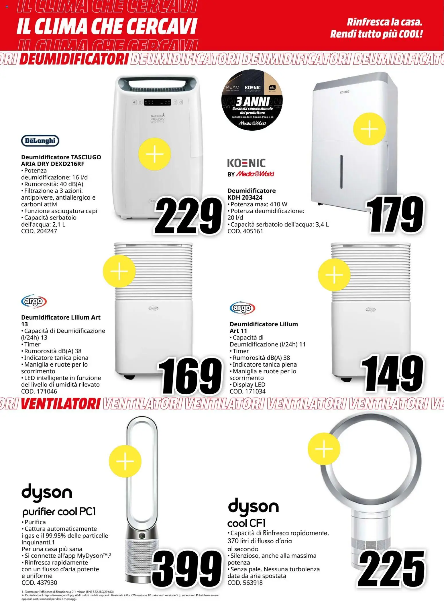 Volantino Media World del 09.06.2026 | Pagina: 6 | Prodotti: Deumidificatore, Data, Tanica, Dyson