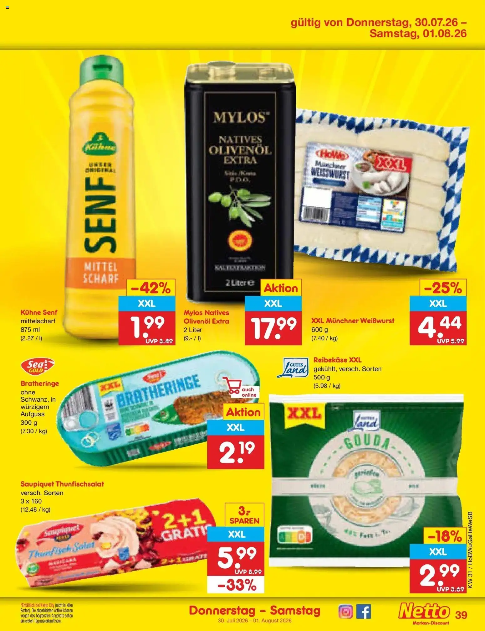 Netto Marken-Discount Prospekt Bielefeld – gültig ab 27.07.2026 | Seite: 56 | Produkte: Gouda, Weißwurst, Reibekase, Salat