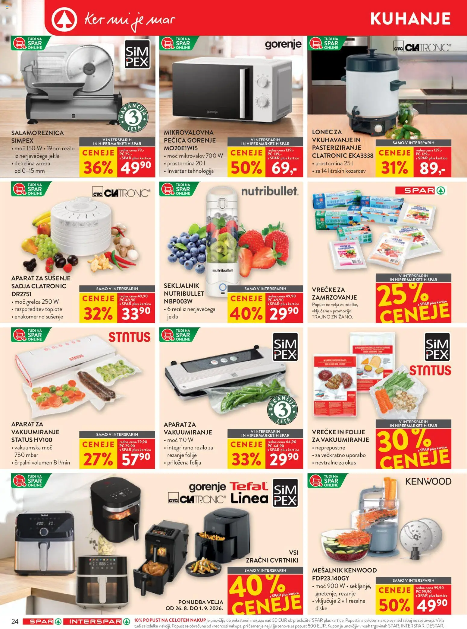 Novi Spar katalog ponudbe – veljaven od 26.08.2026 | Stran: 32 | Izdelki: Med, Mesalnik, Pecica, Folija