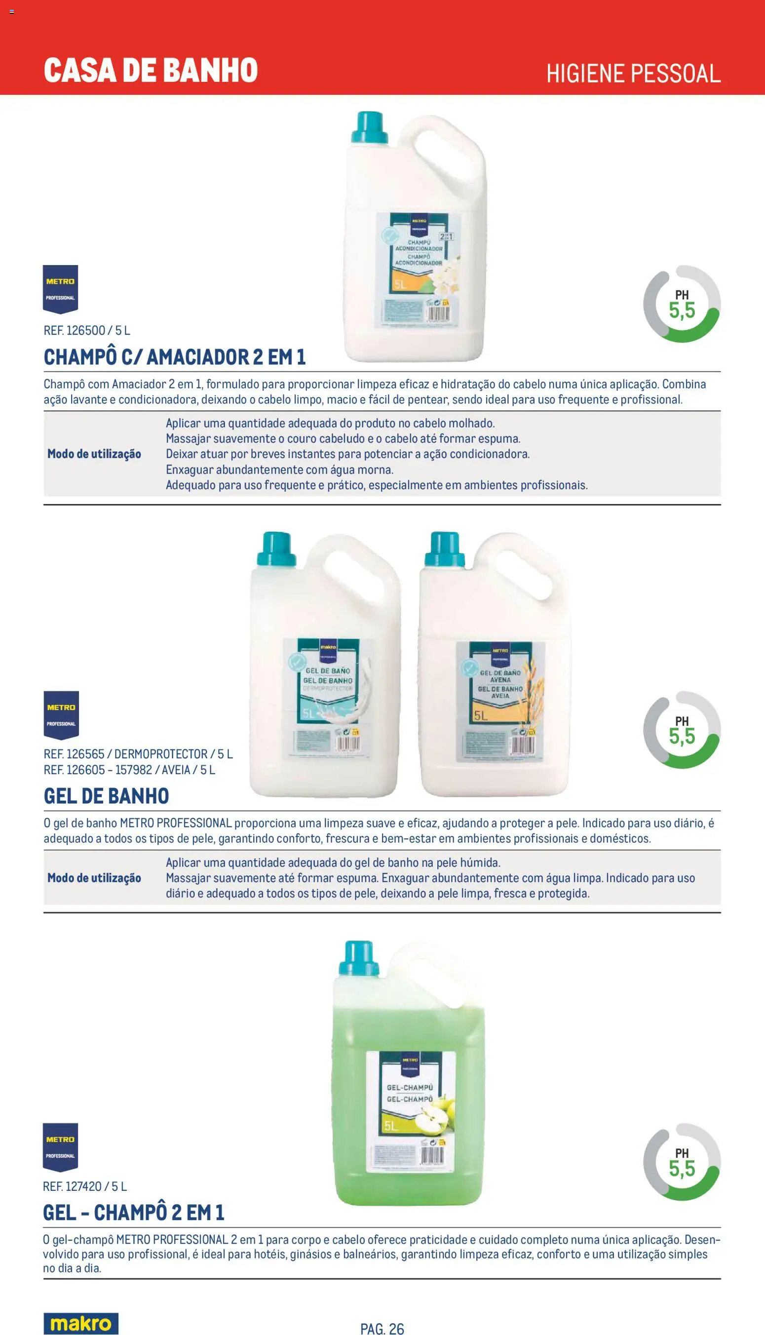 Makro Especial Limpeza 2026 │ válido de 20.05.2026 | Página: 26 | Produtos: Agua, Gel de banho, Casa de banho, Banho