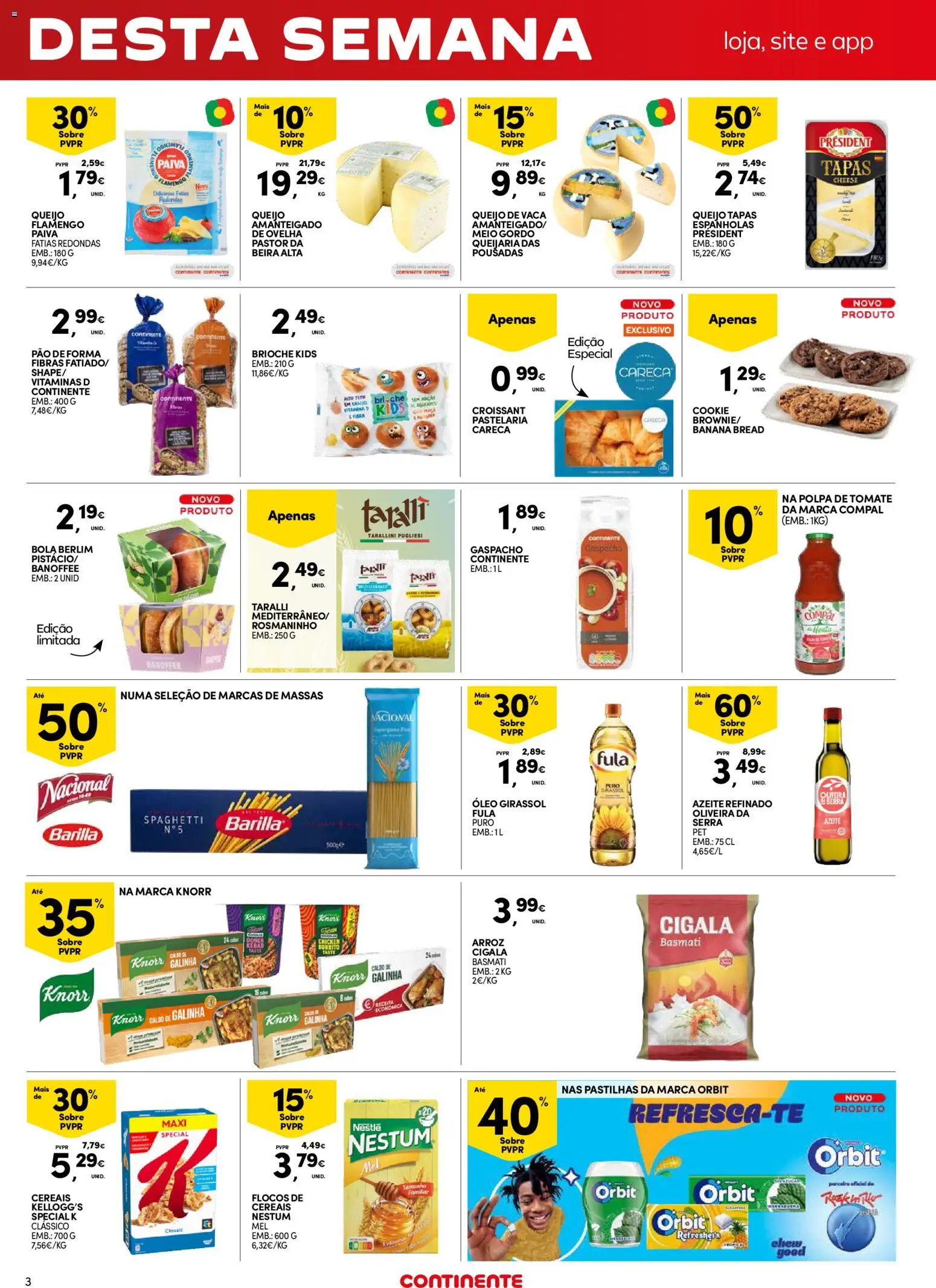 Continente Fim de Semana à Continente │ válido de 05.06.2026 | Página: 3 | Produtos: Banana, Queijo, Nestlé, Cereais