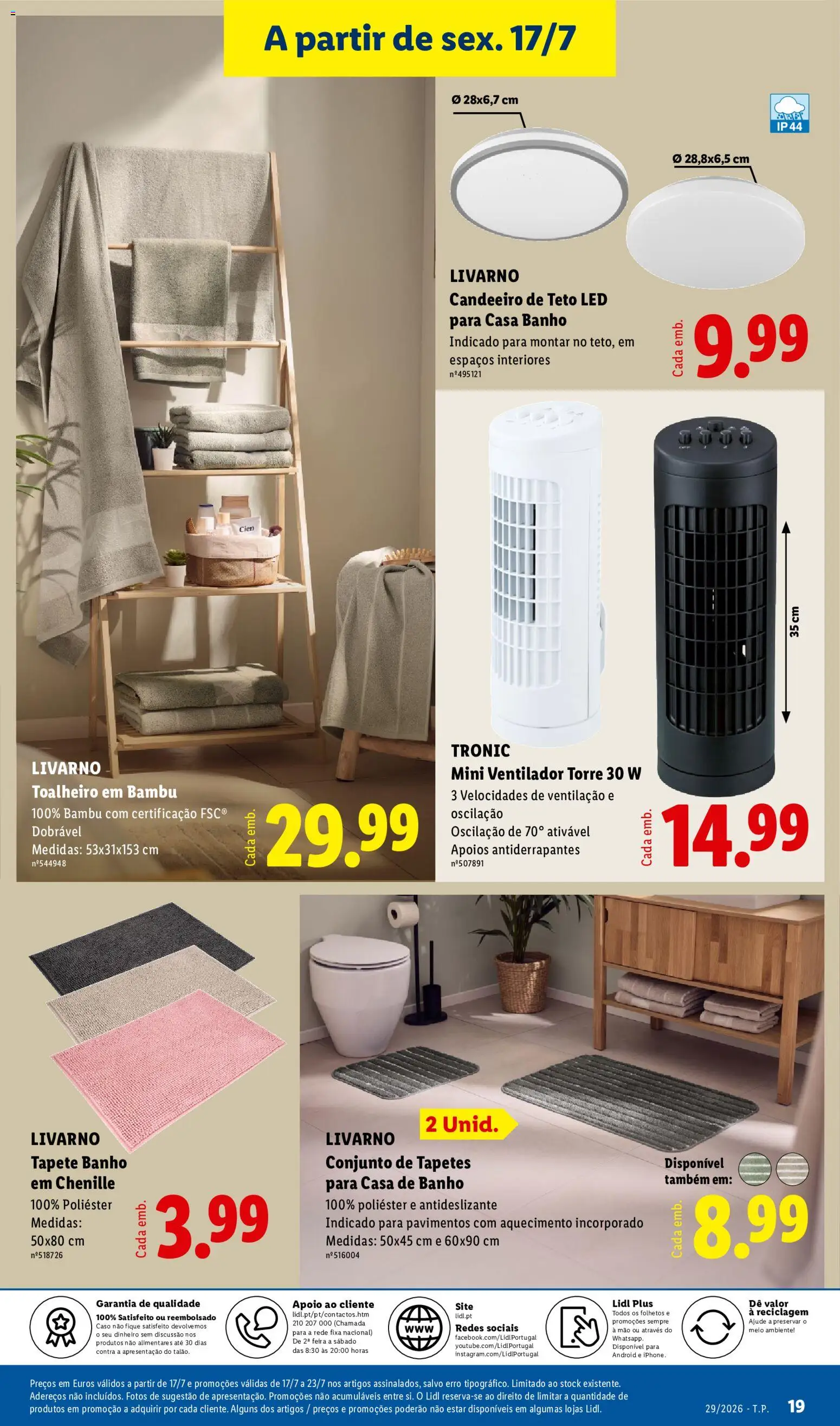 Lidl Novidades │ válido de 13/07/2026 | Página: 19 | Produtos: Candeeiro, Ventilador, Casa de banho, Banho