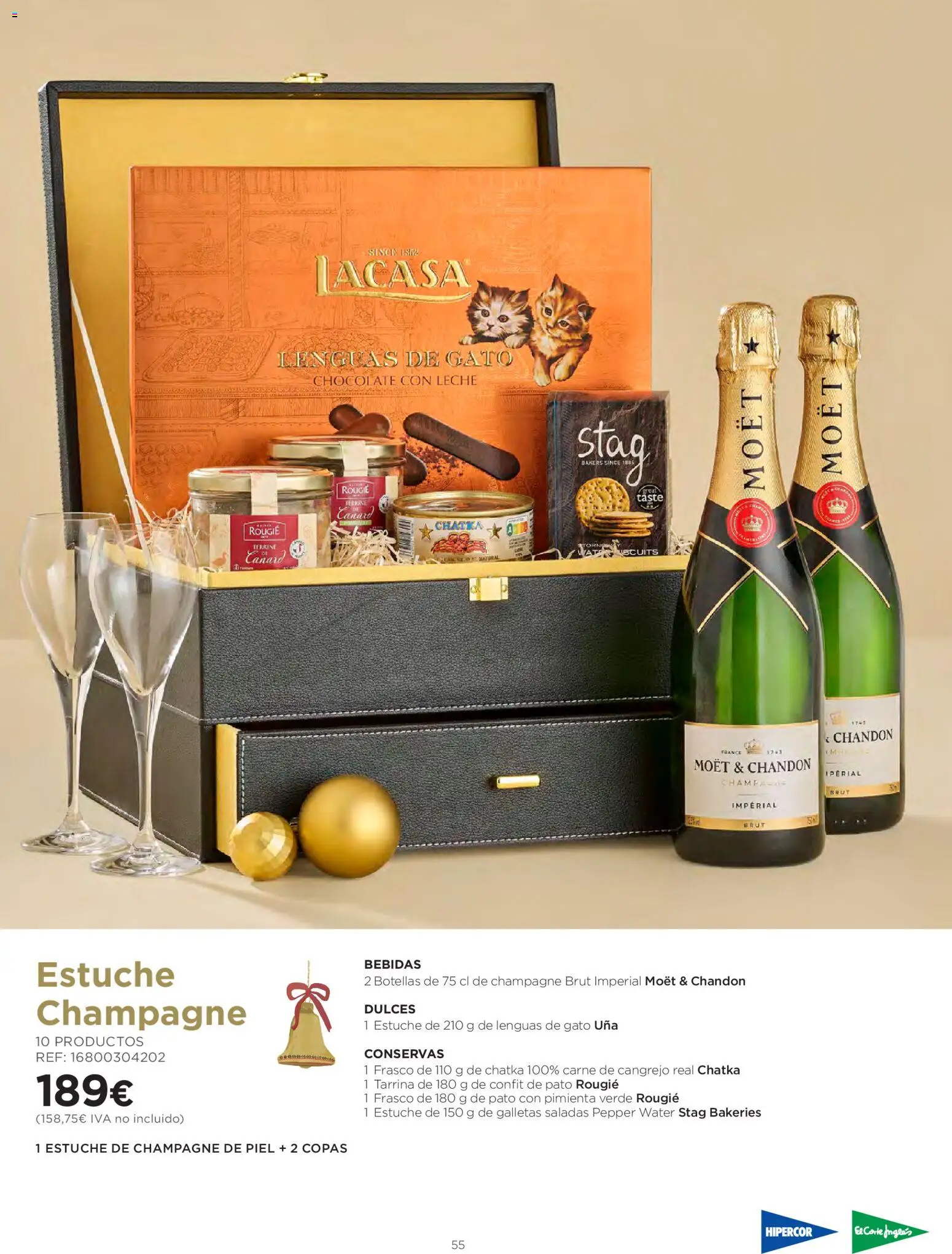 El Corte Inglés Cestas Navidad 2026 │ válido desde el 08/10/2026 | Página: 55 | Productos: Chocolate con leche, Dulces, Bebidas, Pato