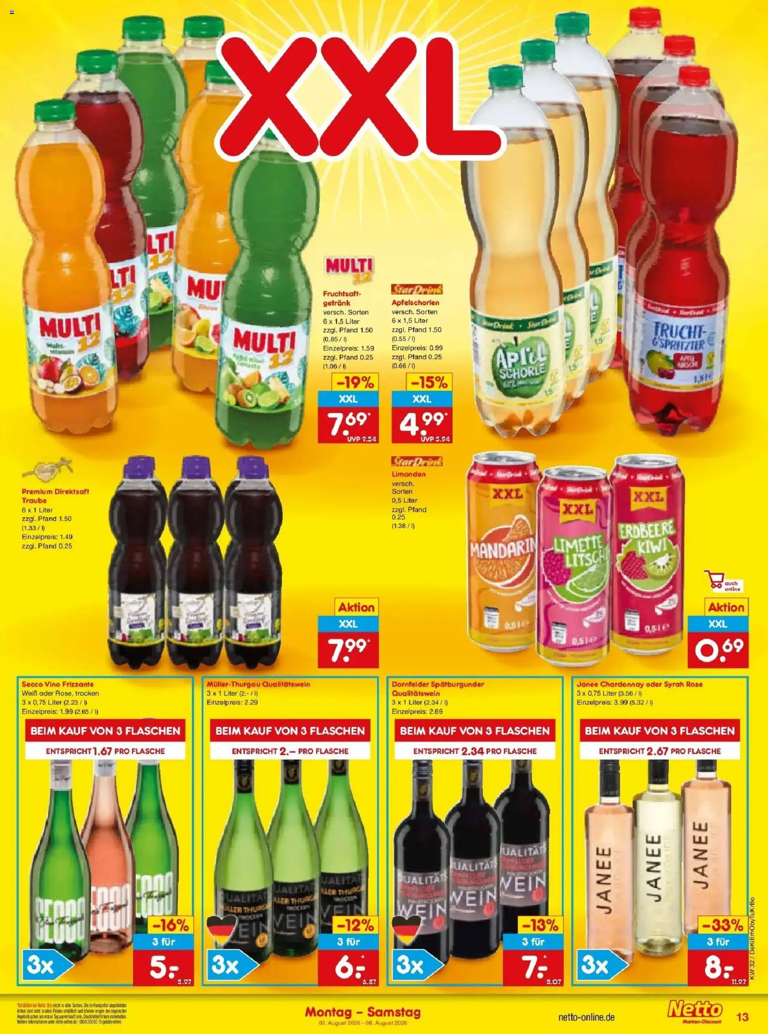 Netto Marken-Discount Prospekt Buttenwiesen – gültig ab 03.08.2026 | Seite: 27 | Produkte: Limette, Wein, Kiwi, Fruchtsaft