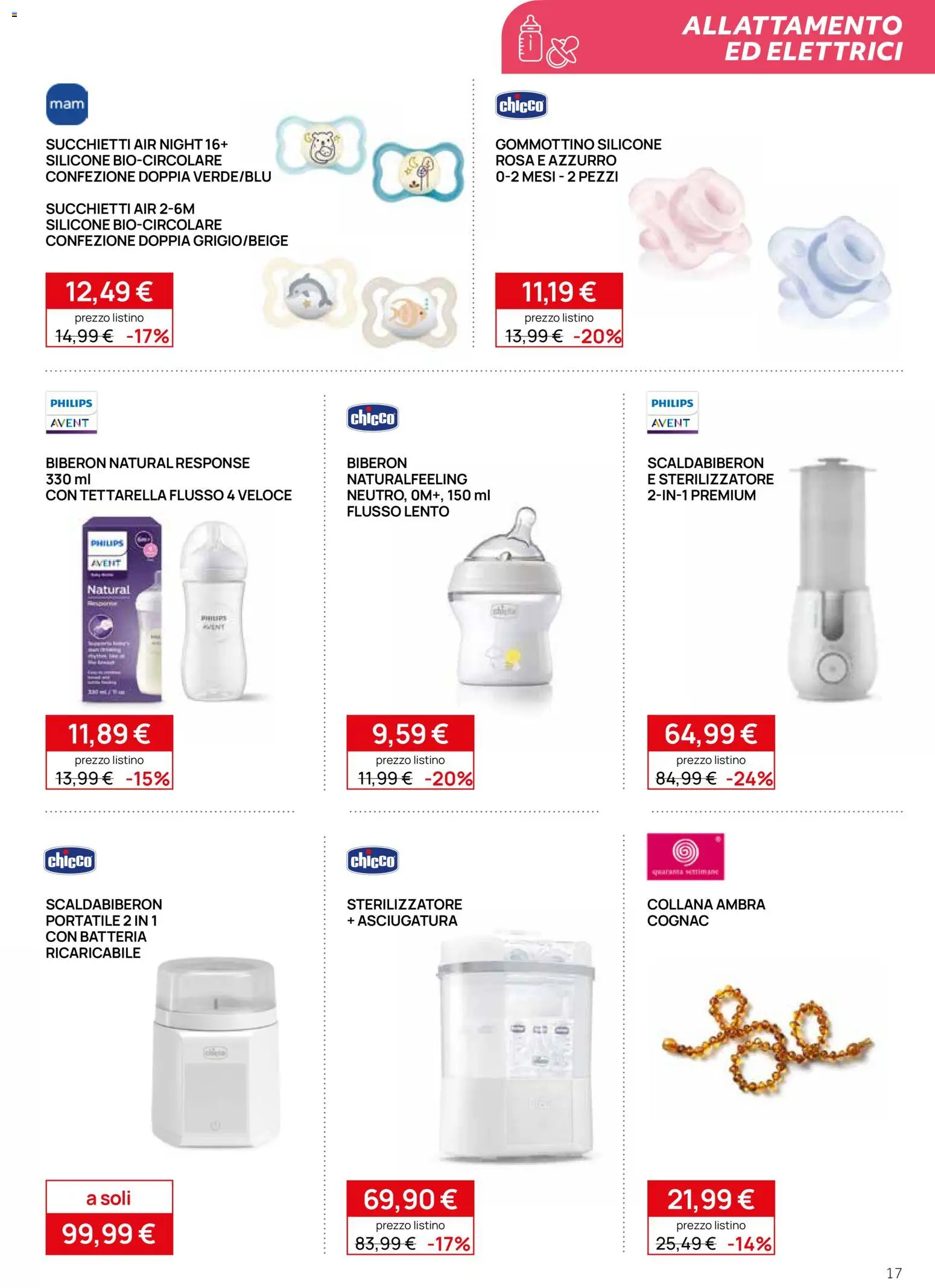 Volantino Prenatal del 12.03.2026 | Pagina: 17 | Prodotti: Collana, Biberon, Silicone, Batteria