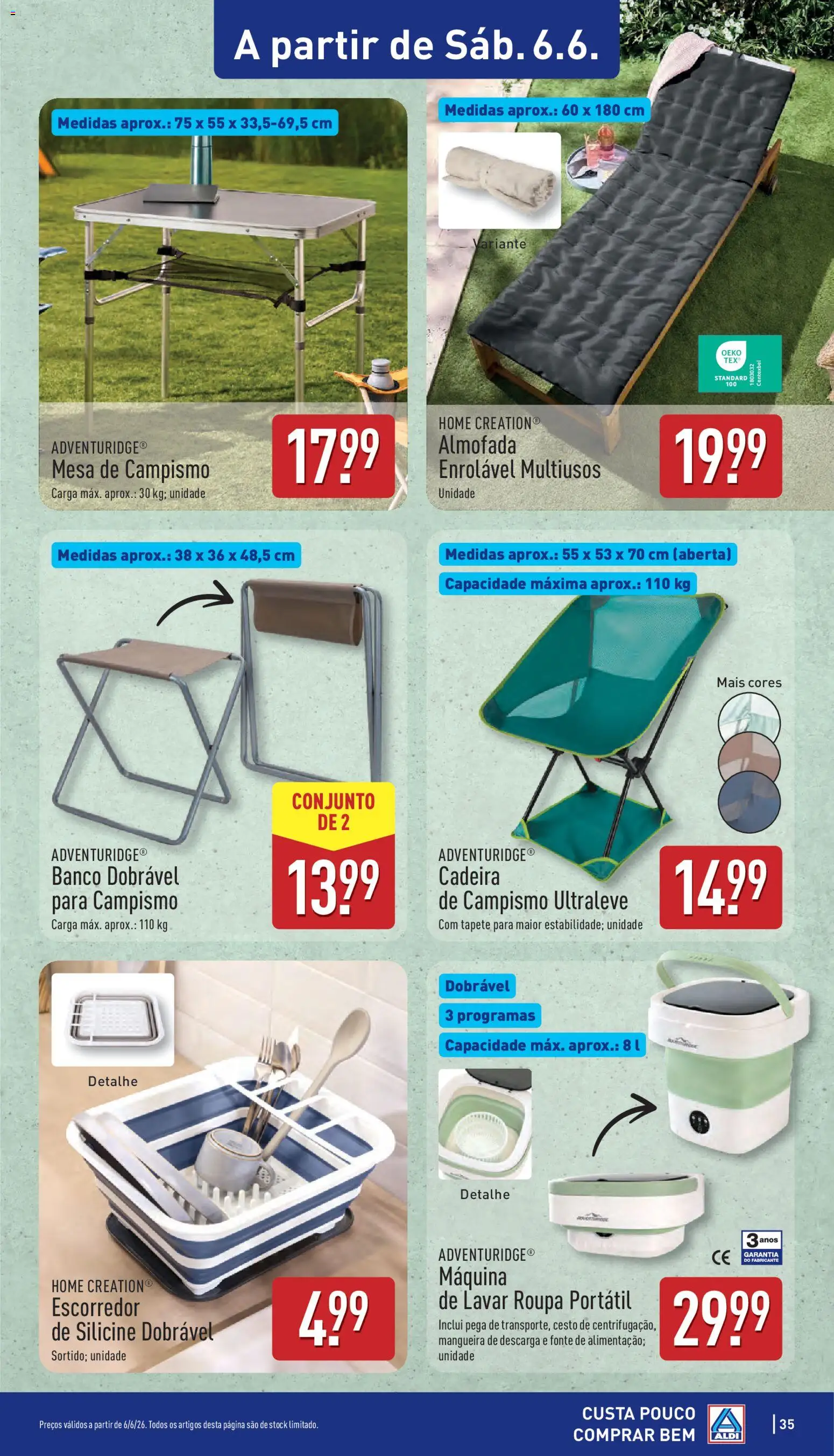 Aldi folheto │ válido de 01.06.2026 | Página: 35 | Produtos: Almofada, Mesa, Cadeira, Tapete