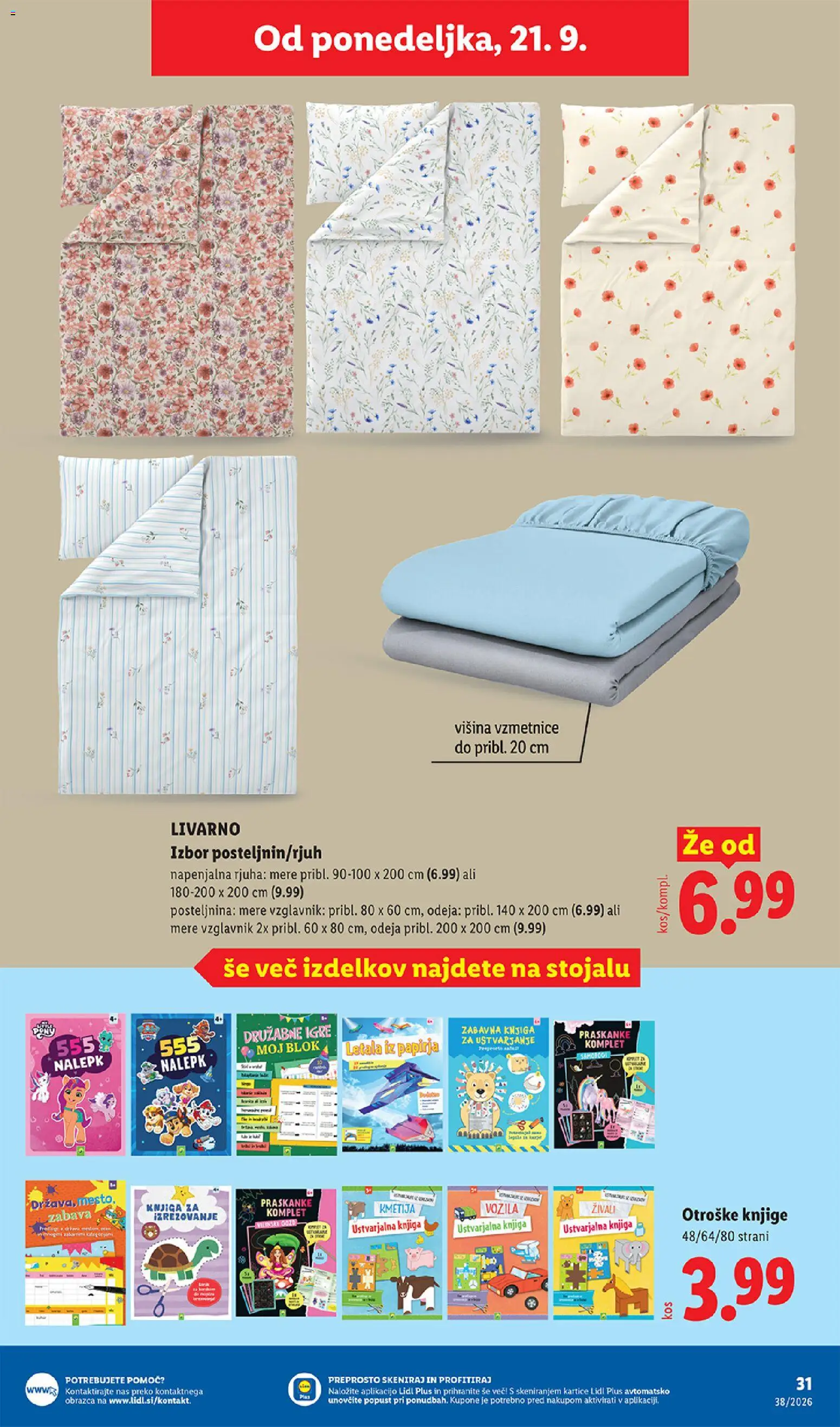 Novi Lidl katalog ponudbe – veljaven od 17.09.2026 | Stran: 57 | Izdelki: Vzglavnik, Posteljnina, Knjiga, Blok