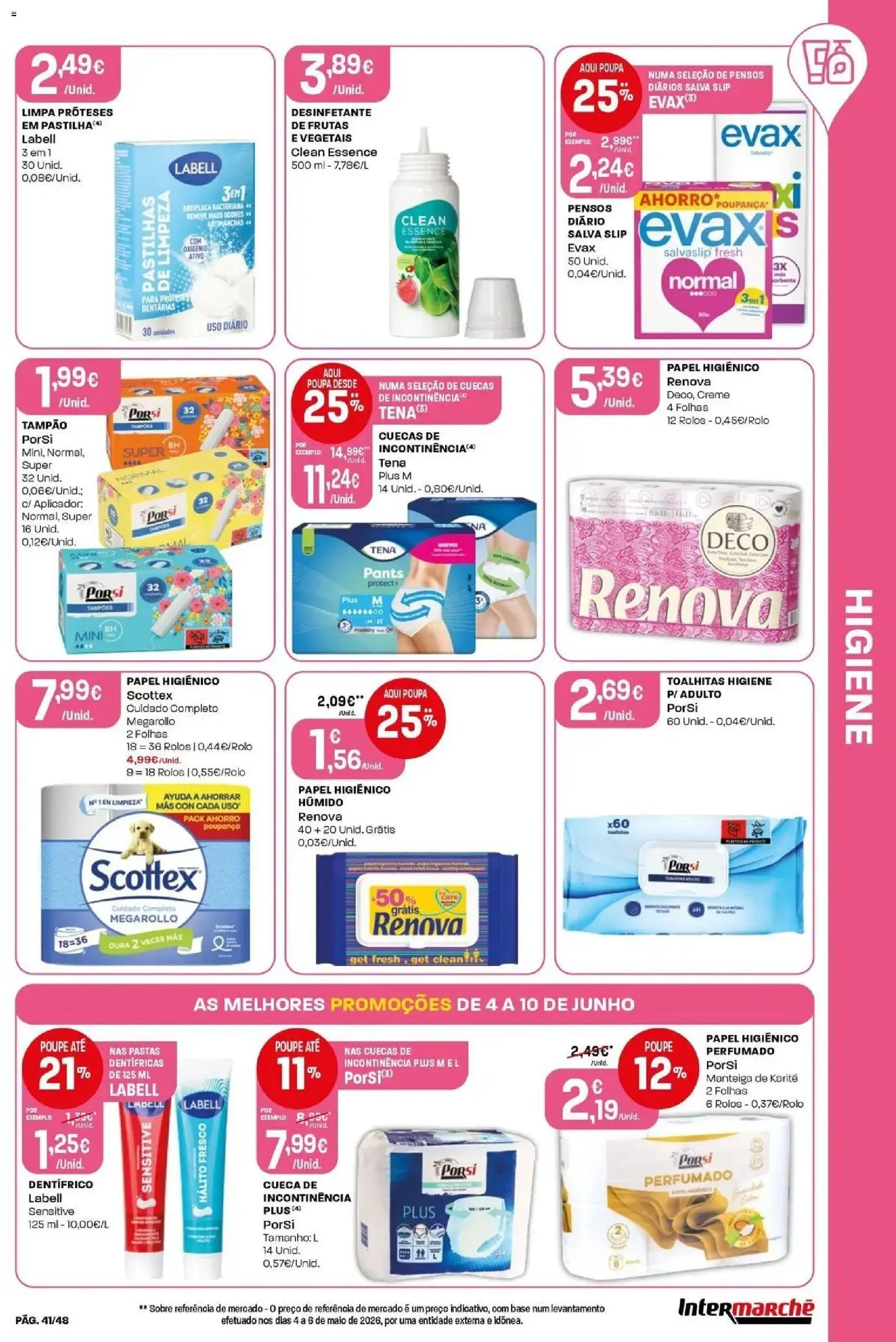 Intermarché - Isto é que são preços BAIXOS! │ válido de 04.06.2026 | Página: 41 | Produtos: Papel higiénico, Base, Manteiga, Creme