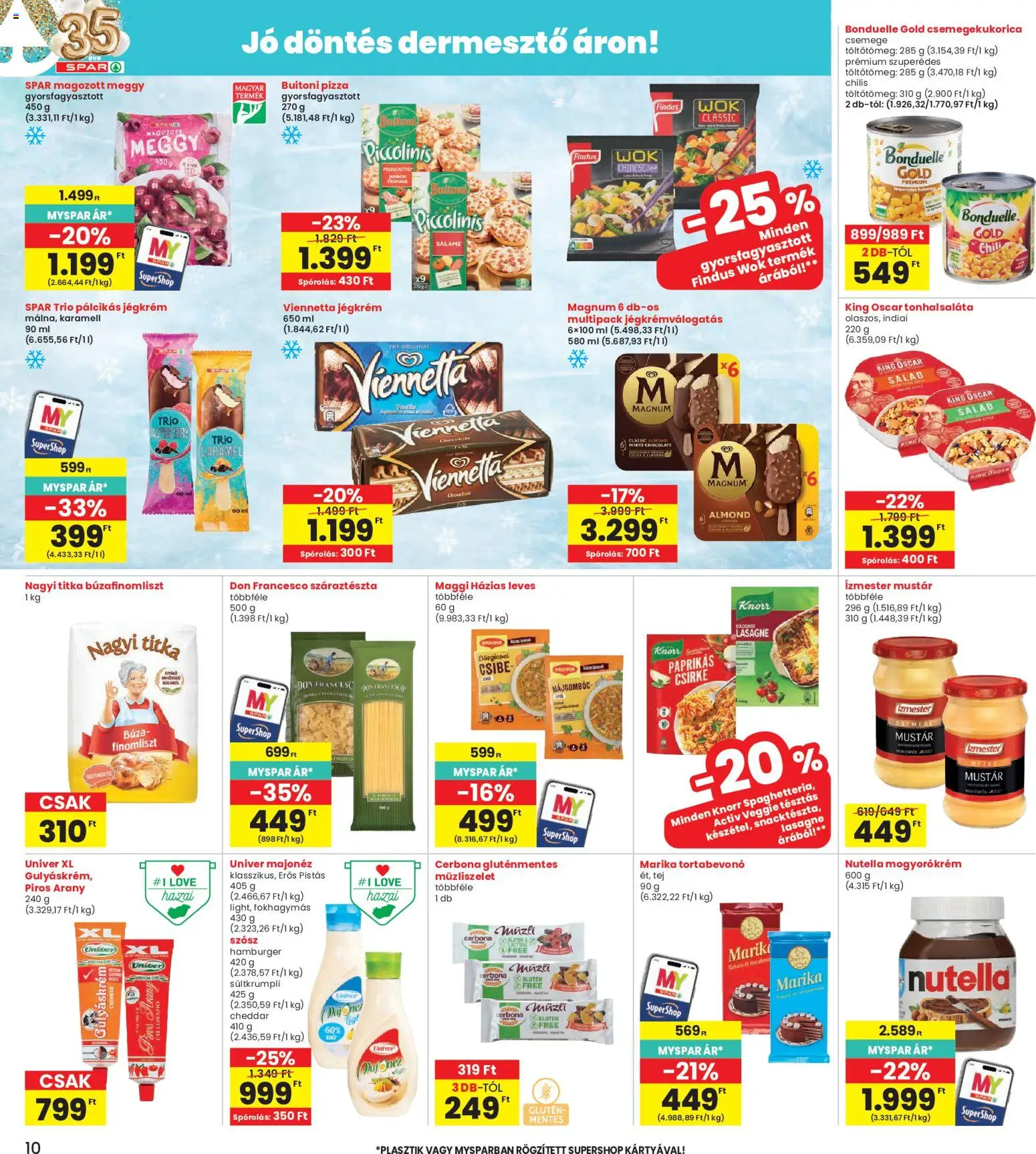 Interspar akciós ujság - amely érvényes a következő dátumtól: 21.05.2026 | Oldal: 10 | Termékek: Hamburger, Maggi, Cheddar, Müzliszelet