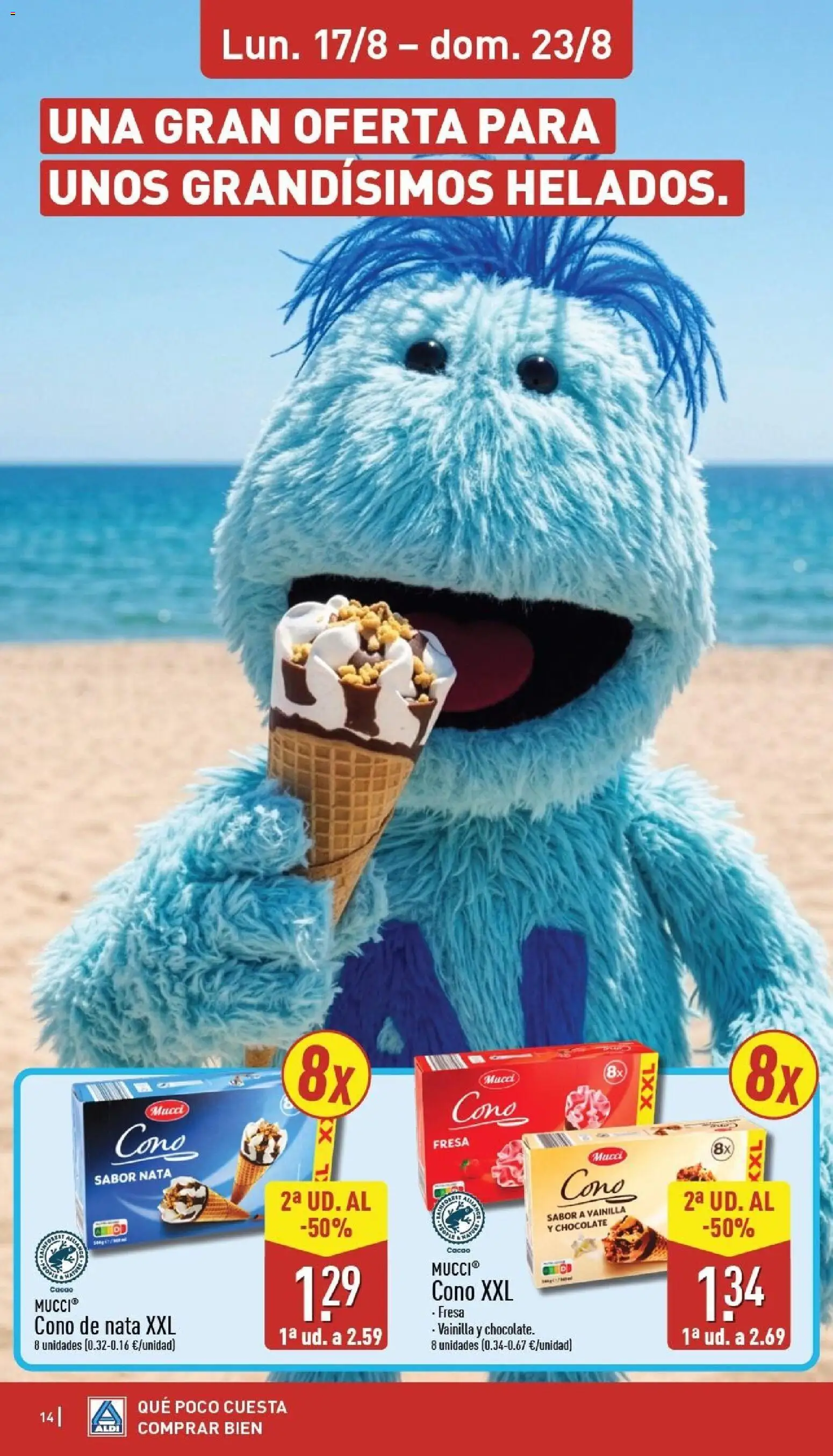Aldi folleto Baleares │ válido desde el 17/08/2026 | Página: 14 | Productos: Nata, Chocolate, Vainilla, Cacao