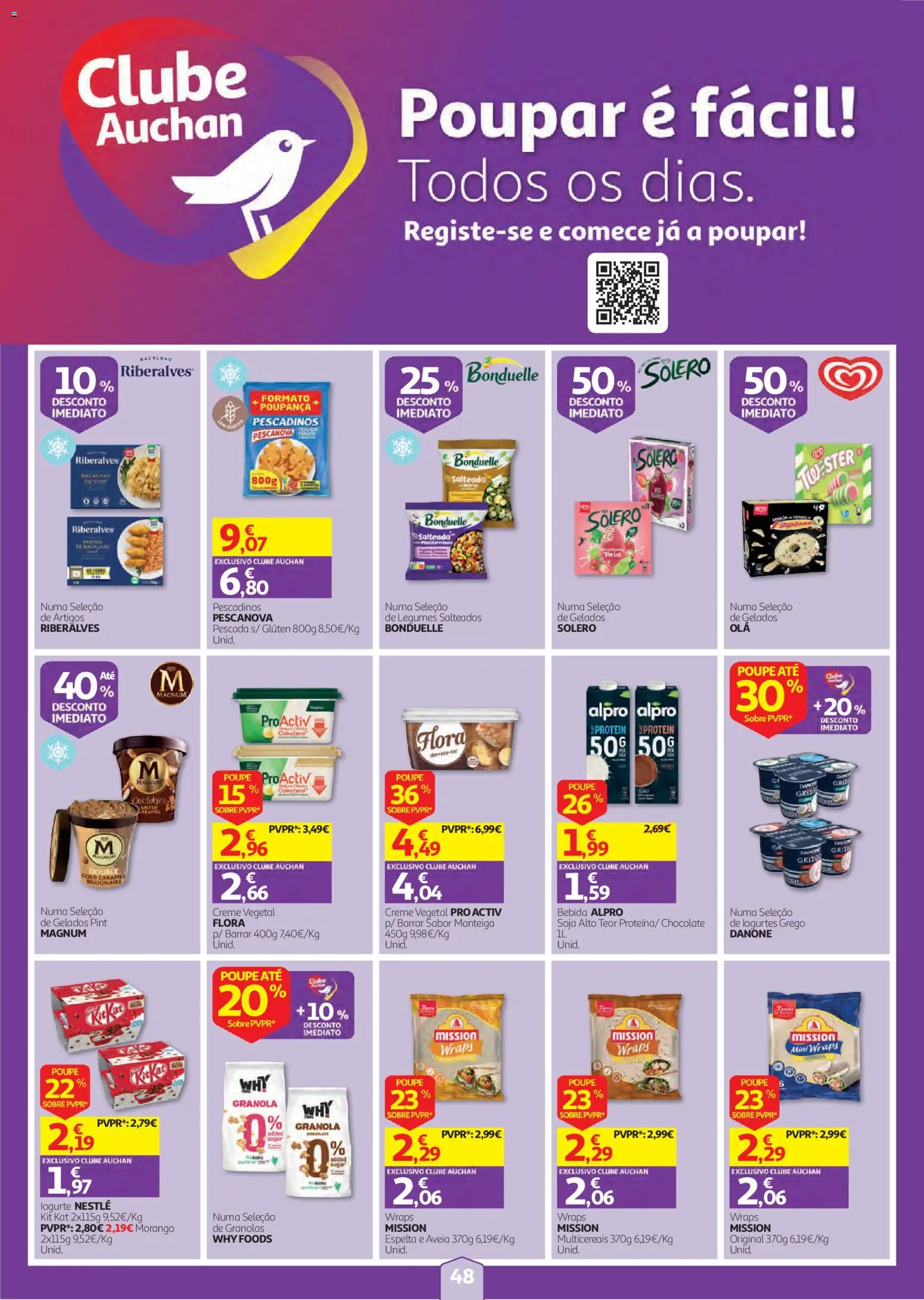 Auchan folheto │ válido de 08/10/2026 | Página: 48 | Produtos: Bacalhau, Manteiga, Nestlé, Creme