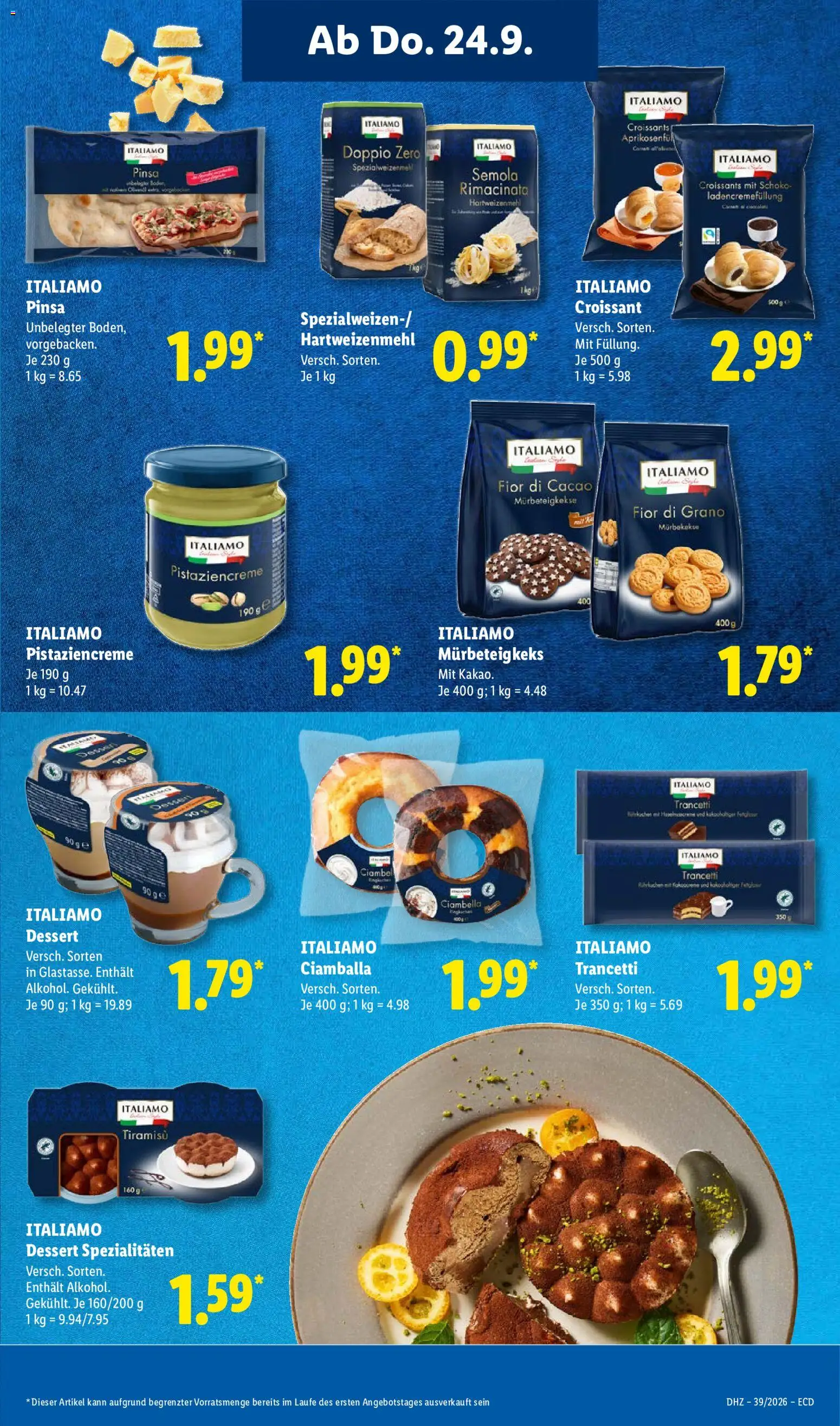 Lidl Německo leták od 21.09.2026 | Strana: 55 | Produkty: Tiramisu, Croissant, Pinsa