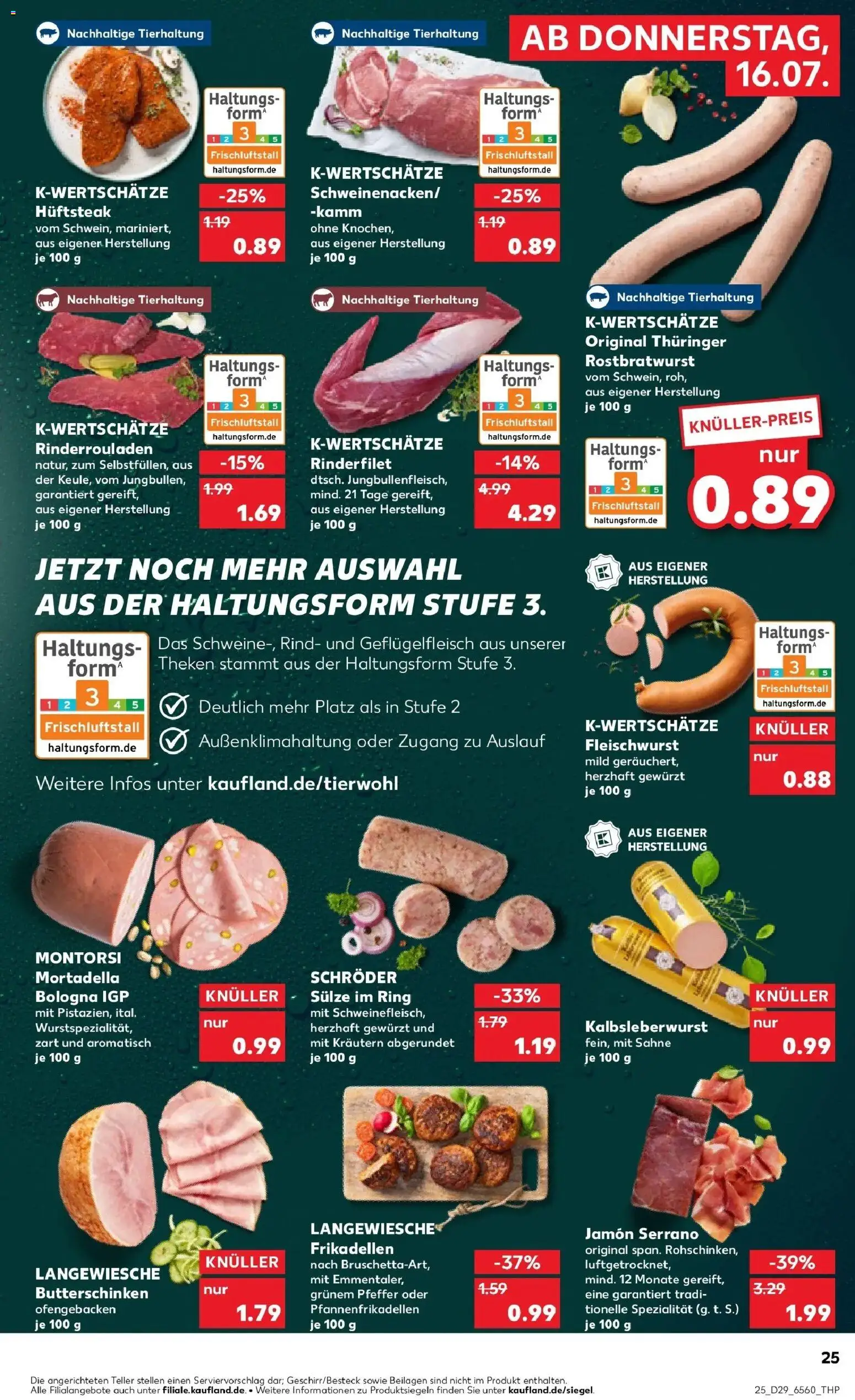 Kaufland Prospekt Kerpen – gültig ab 16.07.2026 | Seite: 25 | Produkte: Beilagen, Rinderrouladen, Schweinefleisch, Sahne