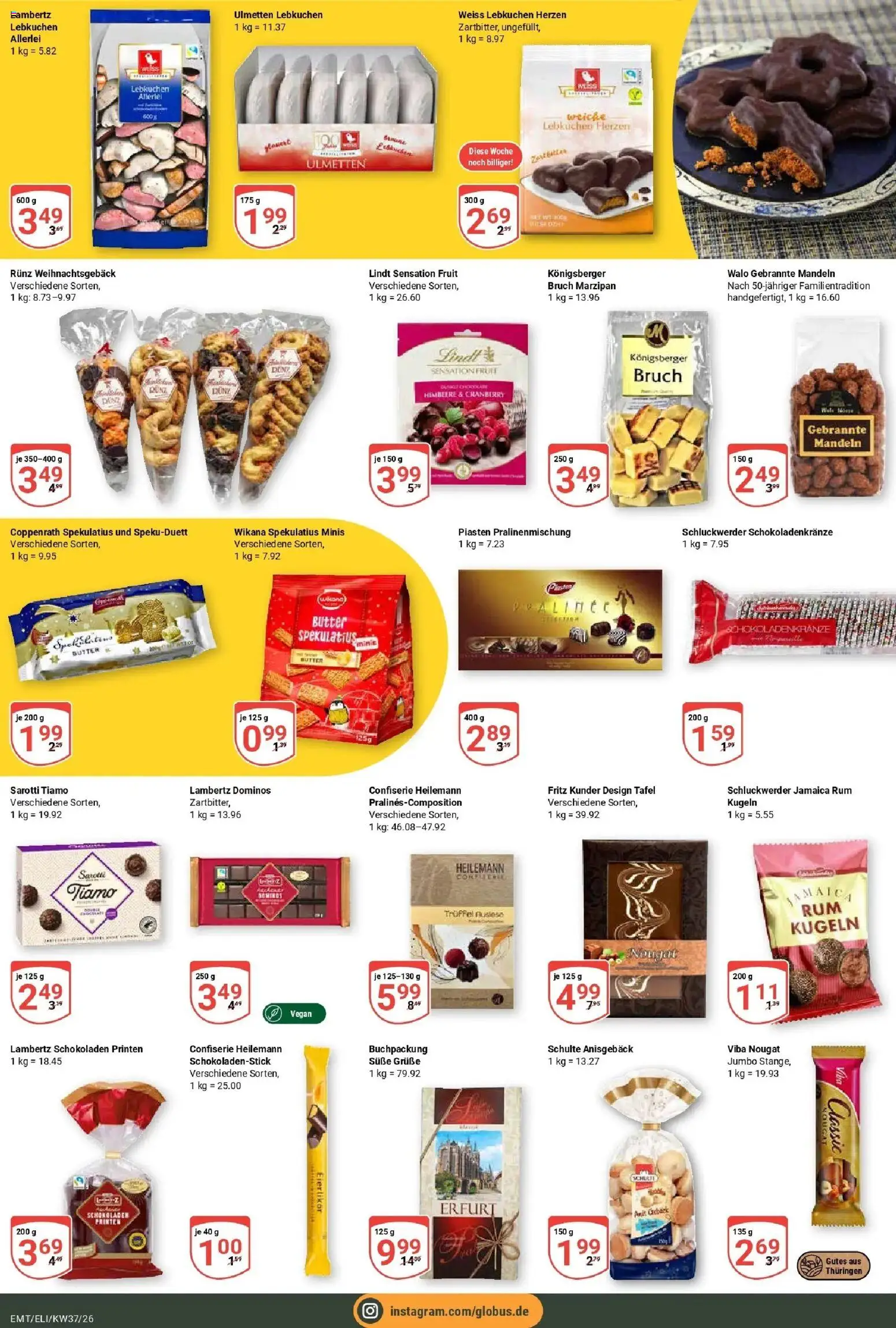 Globus Prospekt Erfurt-Linderbach – gültig ab 07.09.2026 | Seite: 16 | Produkte: Butter, Mandeln, Himbeere, Lindt