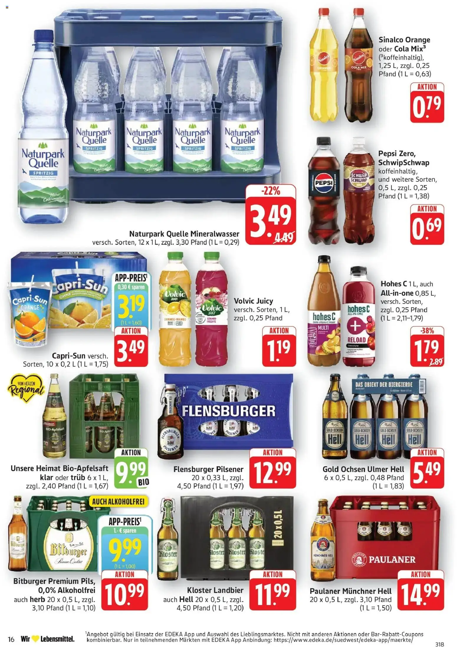 Edeka prospekt Geislingen – gültig ab 29.06.2026 | Seite: 18 | Produkte: Sinalco, Cola, Burger, Flensburger