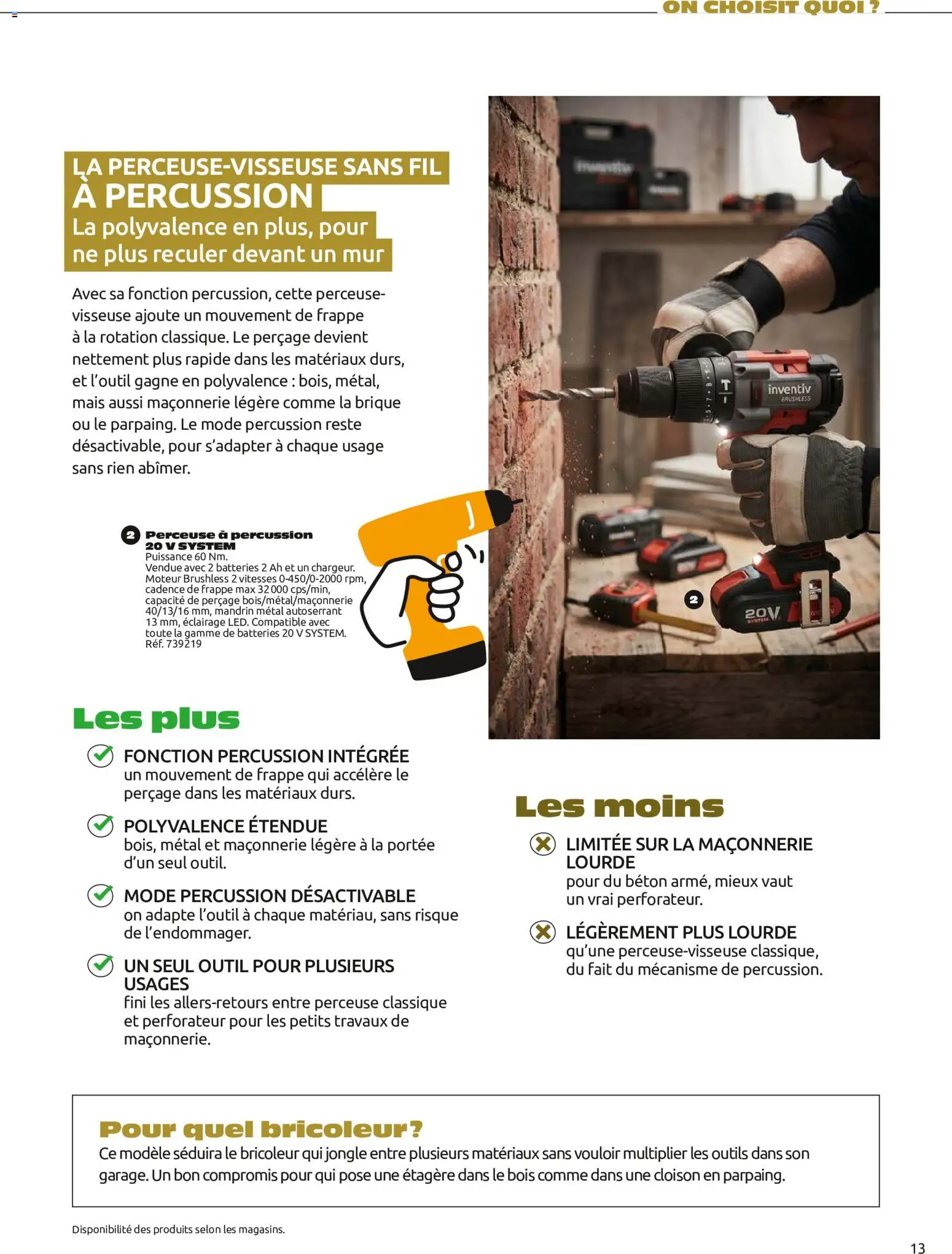 {H1} | Page: 13 | Produits: Perceuse, Mais, Éclairage, Perceuse à percussion
