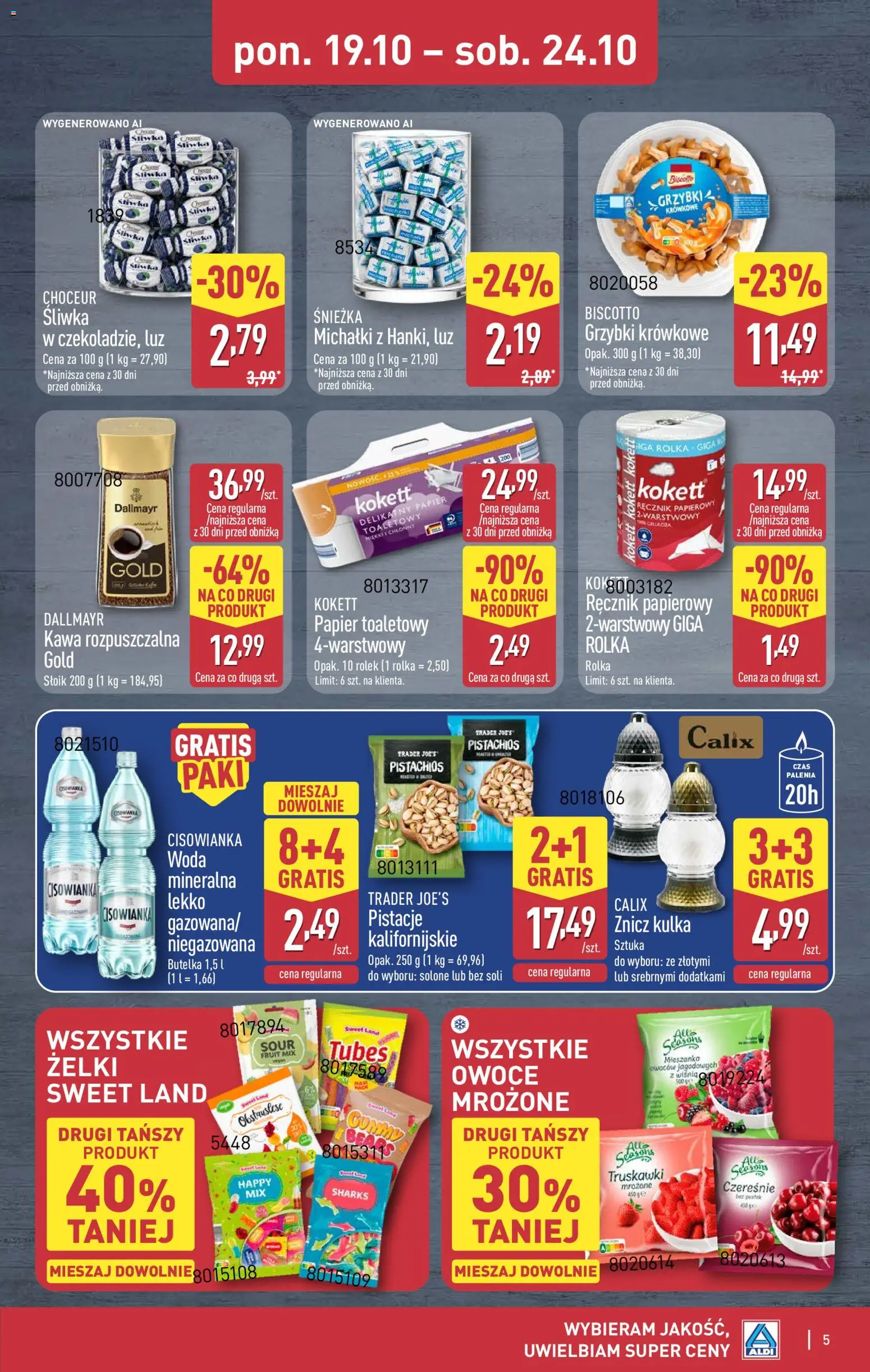 Aldi gazetka - Oferta weekendowa od 22.10.2026 | Strona: 5 | Produkty: Pistacje, Kawa rozpuszczalna, Żelki, Owoce
