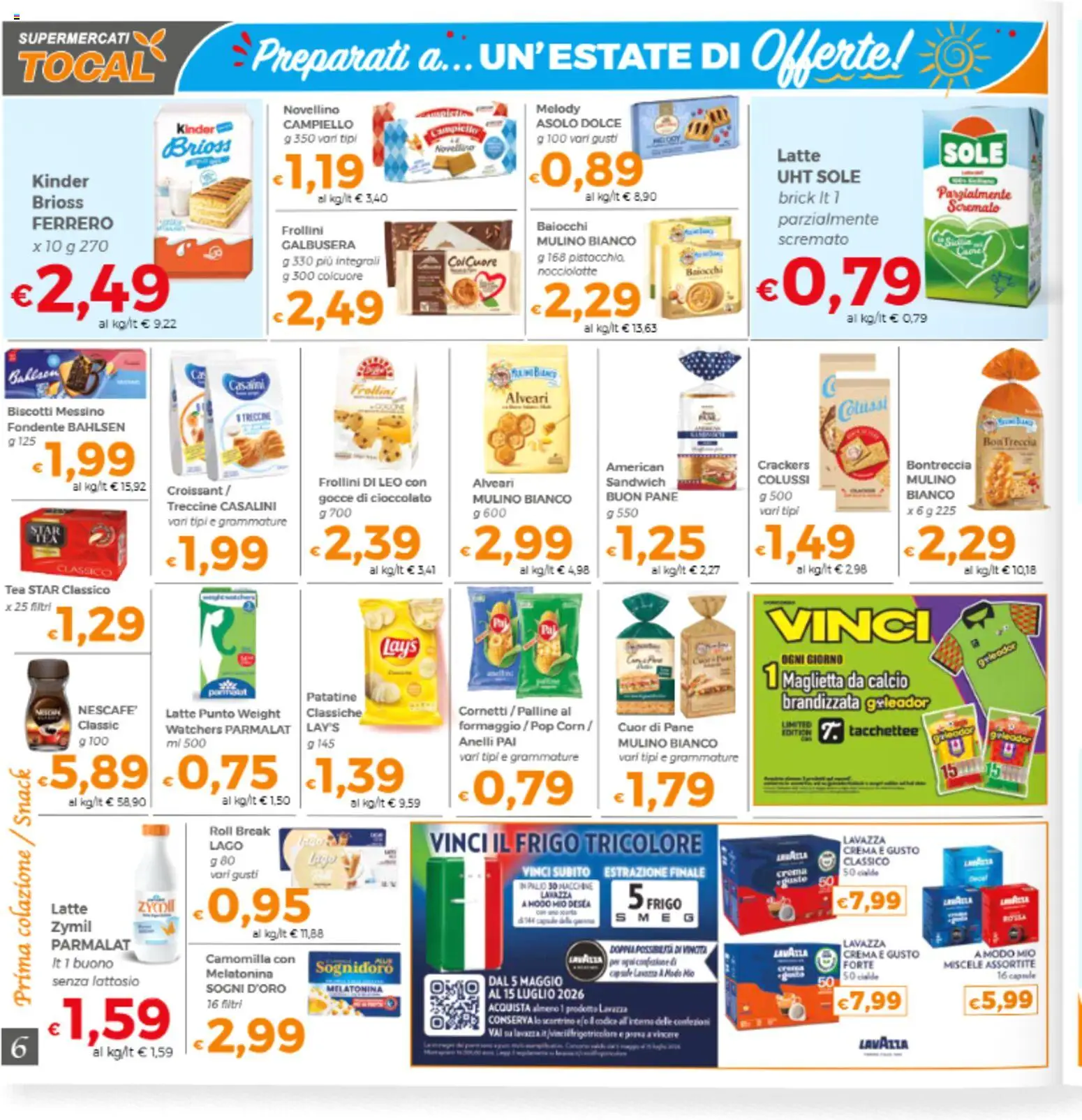Volantino Tocal del 09.06.2026 | Pagina: 6 | Prodotti: Crema, Patatine, Formaggio, Lavazza