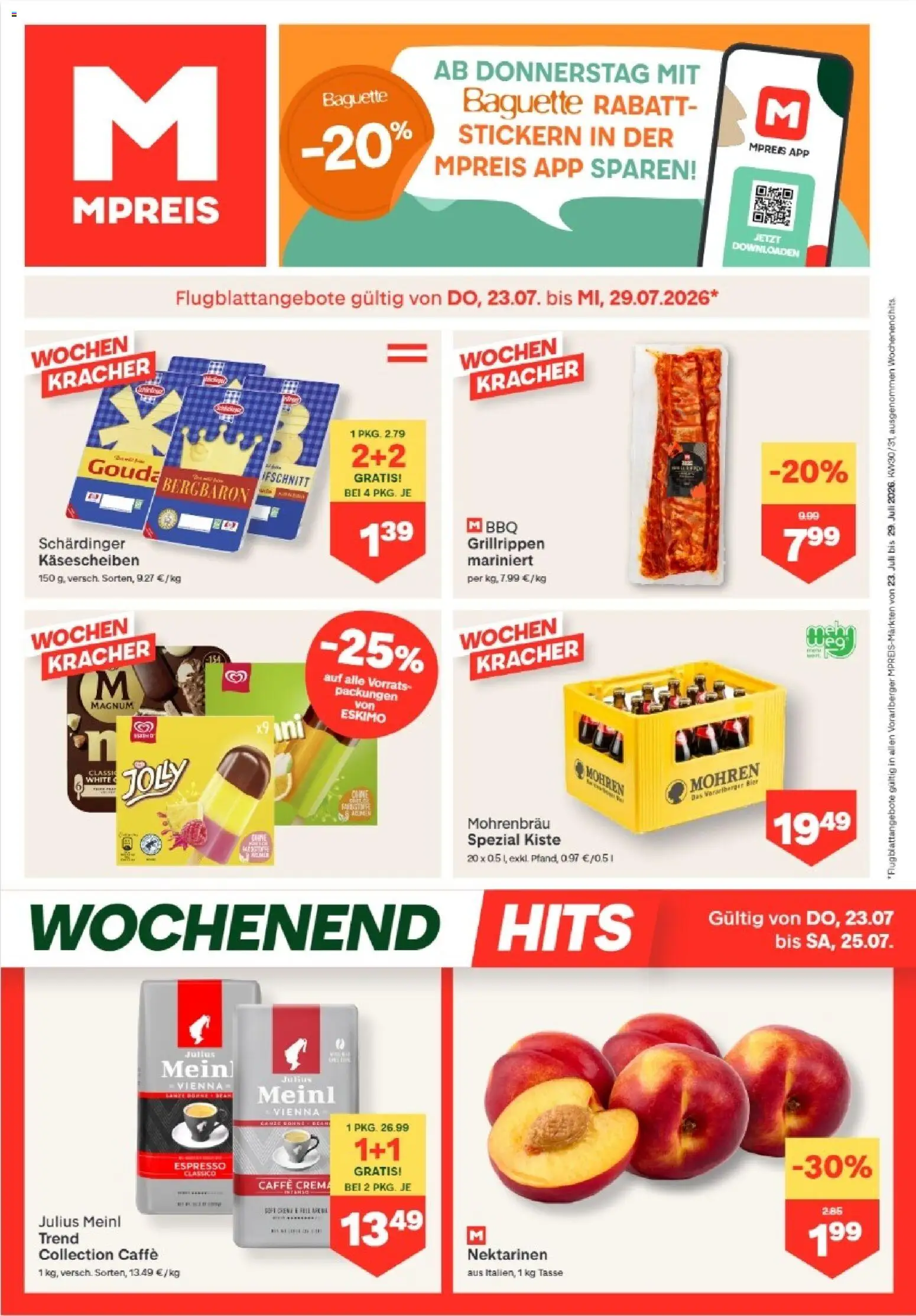 MPREIS Hohenems gültig ab 23.07.2026 | Seite: 1 | Produkte: Jääkaappipakastin, Bier