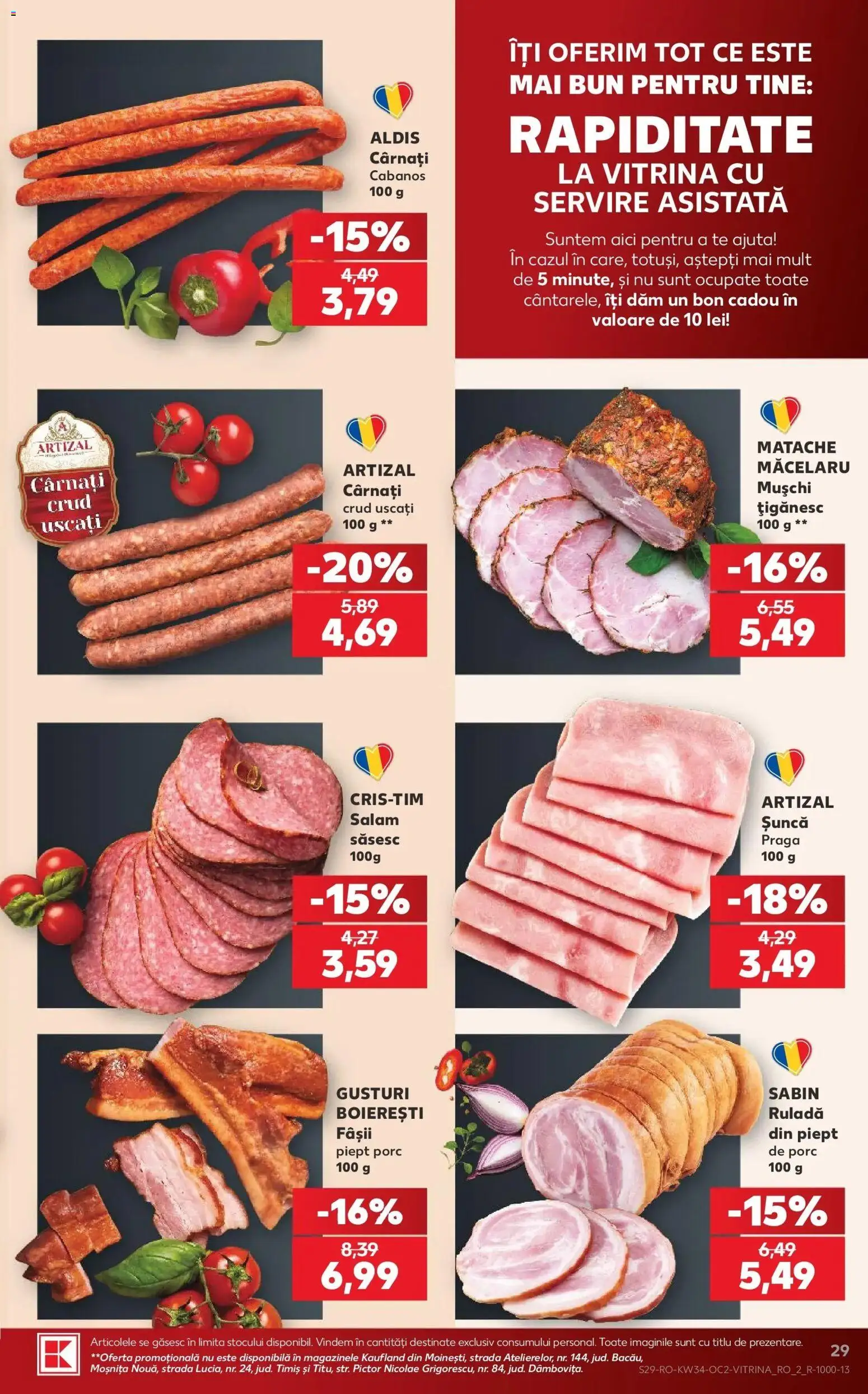 Kaufland Sfântu Gheorghe 19.08.2026 - Revista si Oferta | Pagină: 29 | Produse: Vitrină, Mușchi, Ruladă, Salam