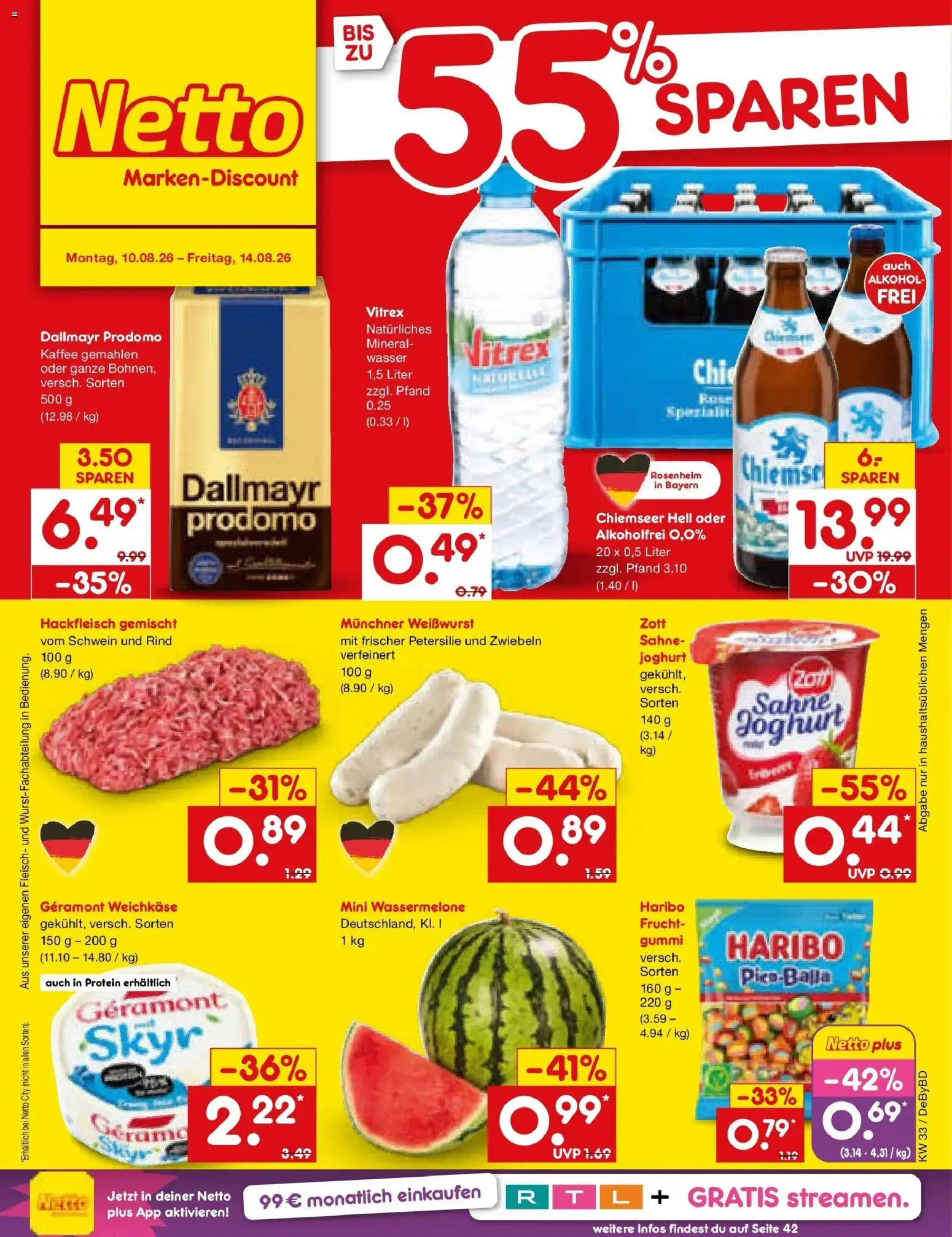 Netto Marken-Discount Prospekt Buttenwiesen – gültig ab 10.08.2026 | Seite: 1 | Produkte: Dallmayr, Alkohol, Petersilie, Hackfleisch