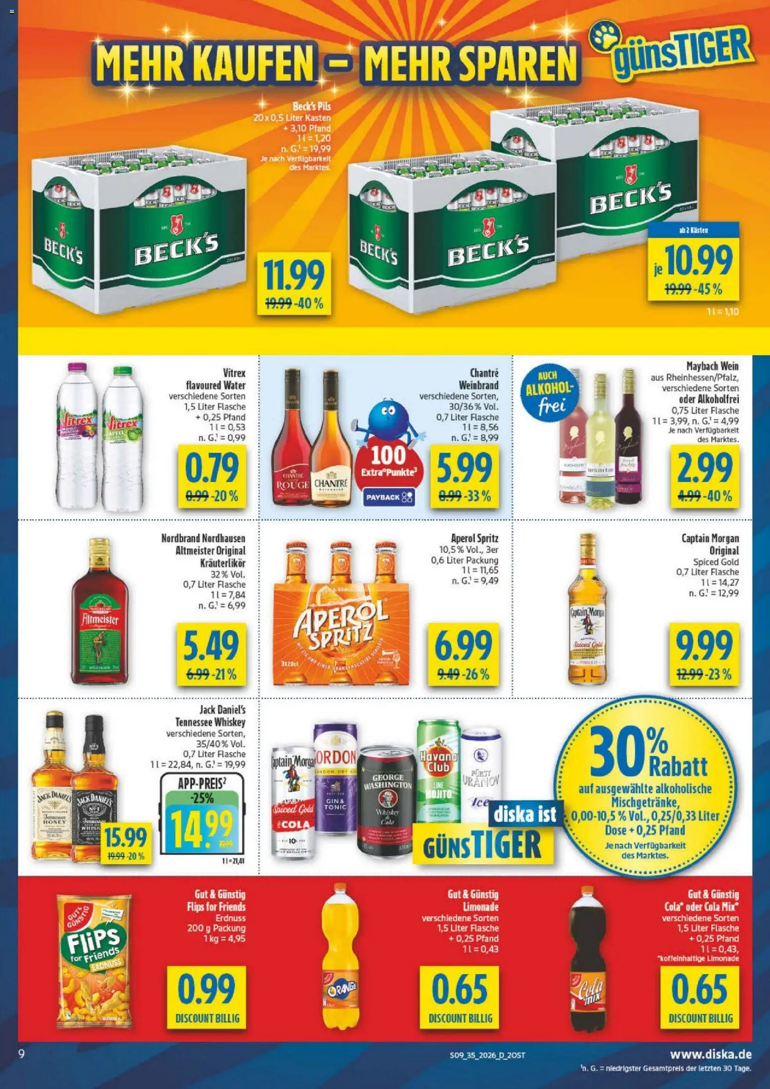 Diska - Diska Angebote Sachsen-Thüringen KW35 – gültig ab 19.08.2026 | Seite: 9 | Produkte: Chantré, Wein, Gin, Whiskey