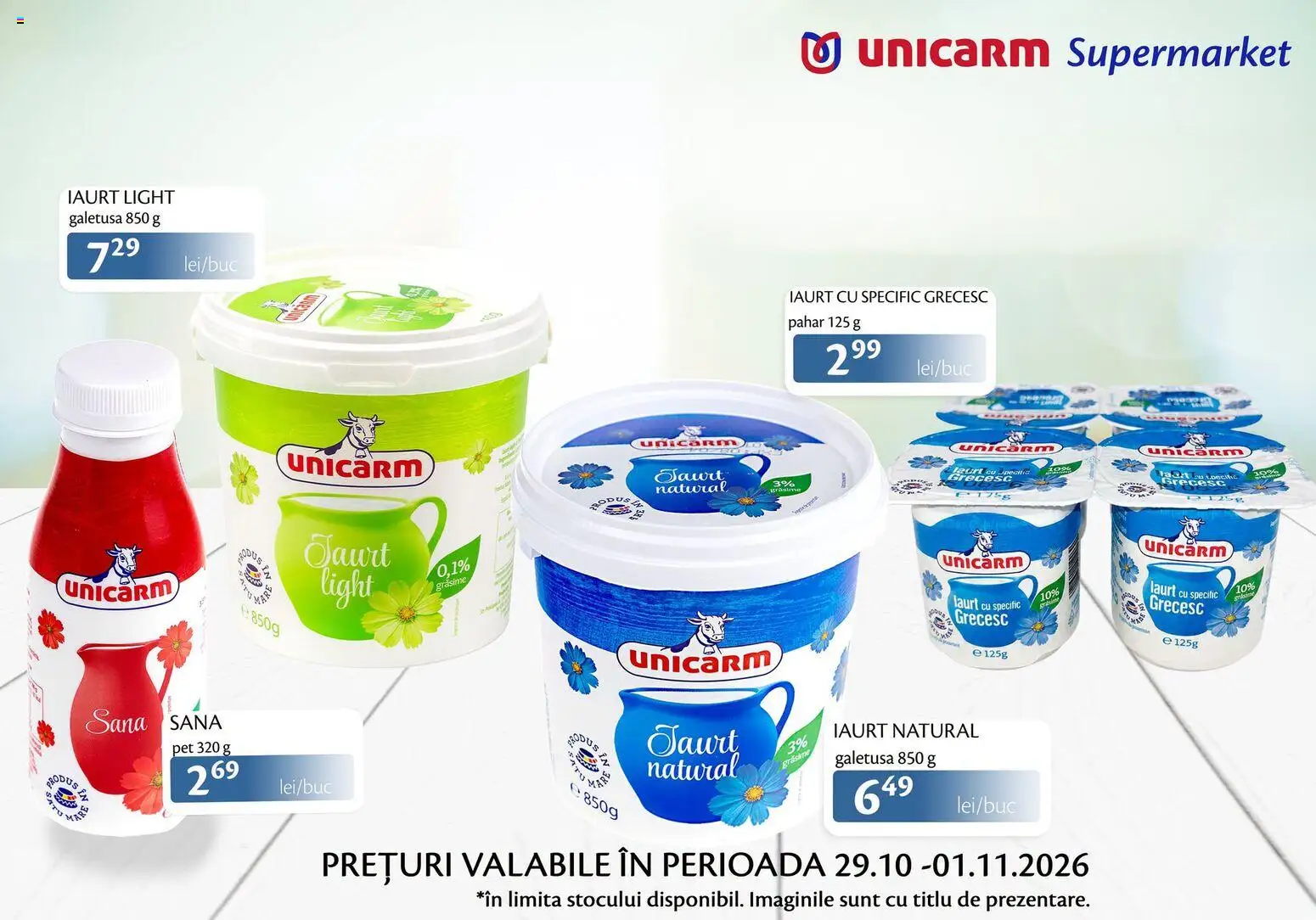 Noul catalog Unicarm – valabil de la 29.10.2026 | Pagină: 2 | Produse: Duș, Iaurt