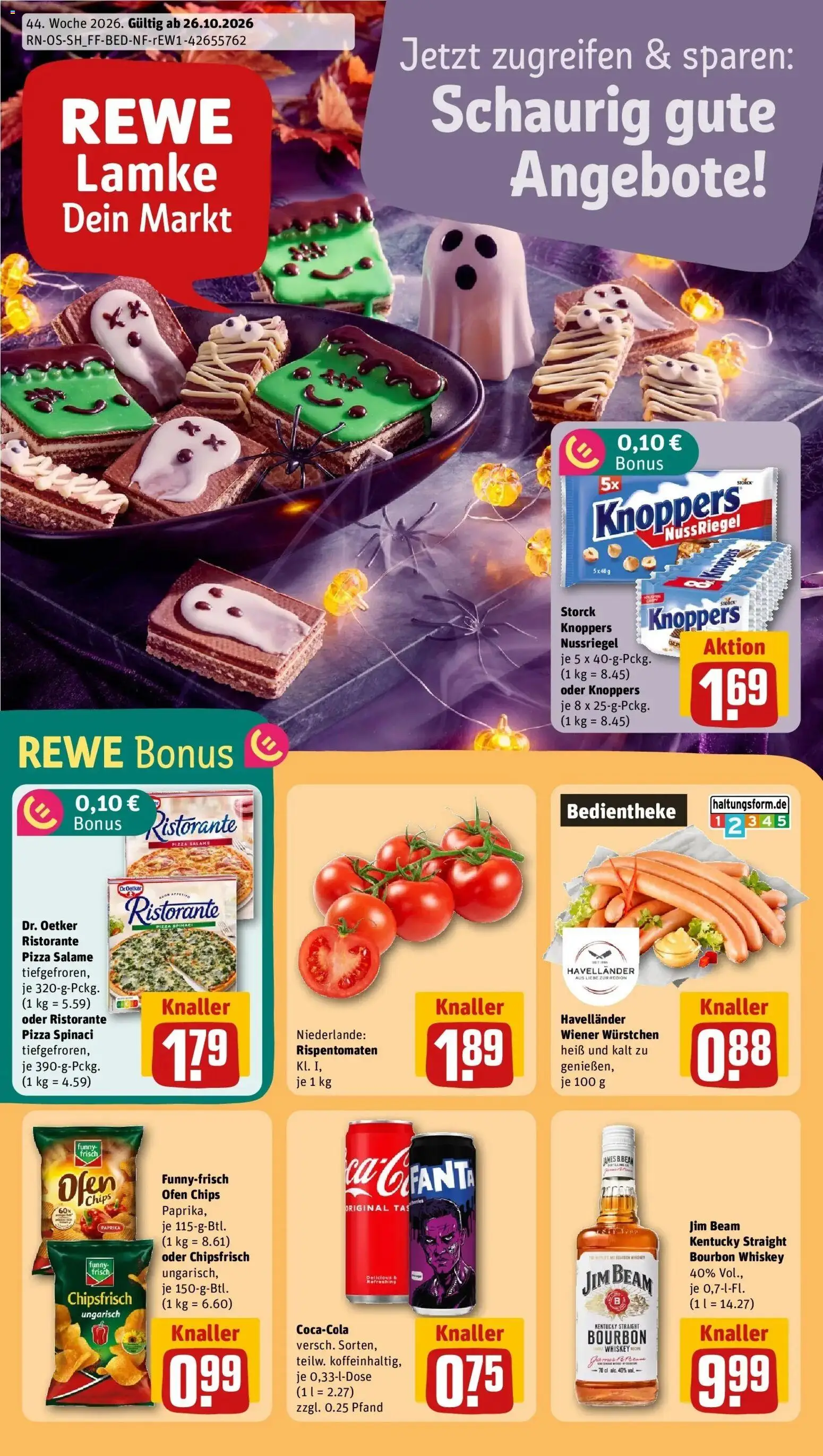 REWE Prospekt ab 26.10.2026 zum Blättern » Angebote | Seite: 1 | Produkte: Ristorante, Ofen, Knoppers, Whiskey