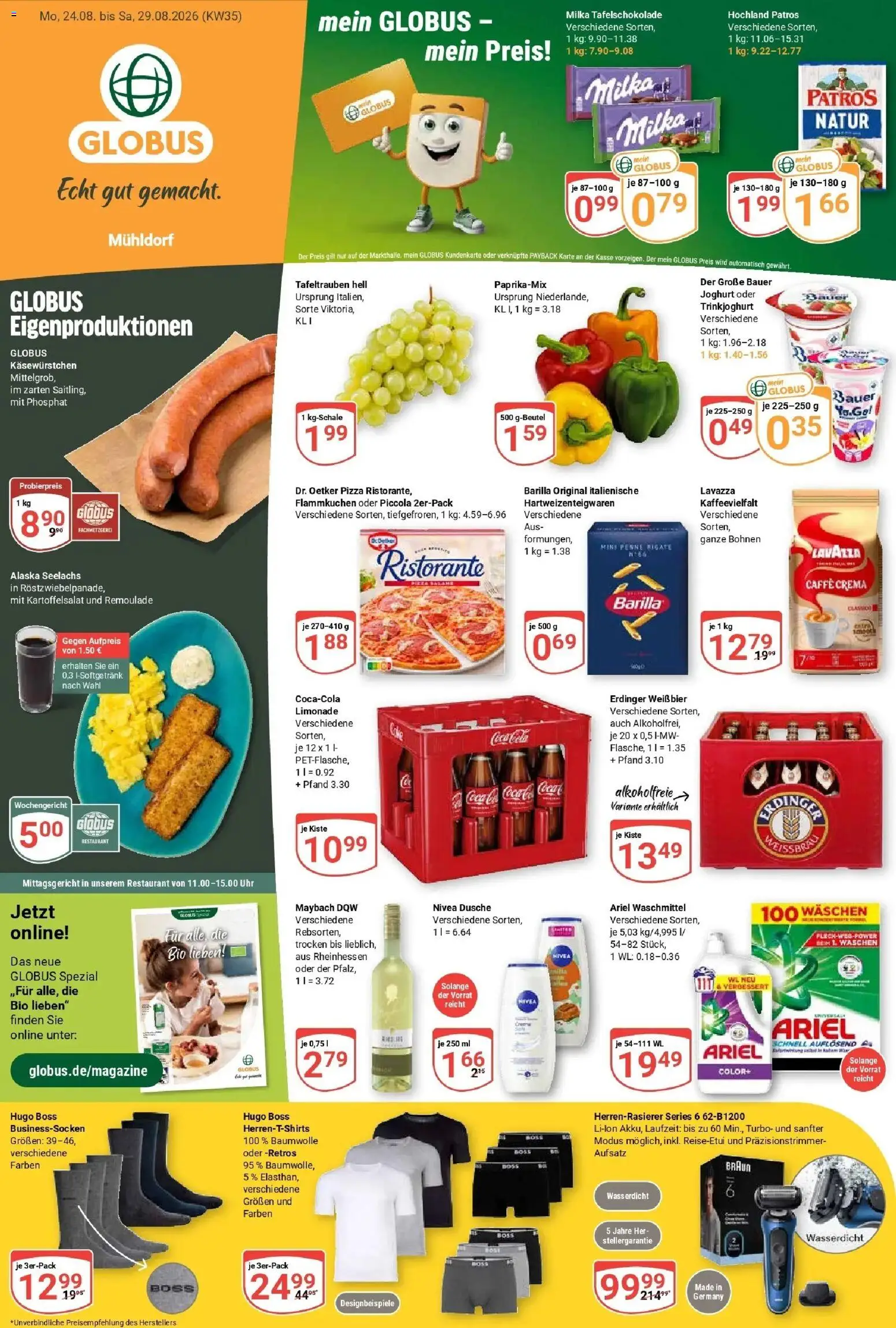 Globus Prospekt Mühldorf (ab 24.08.2026) » Angebote online | Seite: 3 | Produkte: Lavazza, Erdinger, Weißbier, Waschmittel