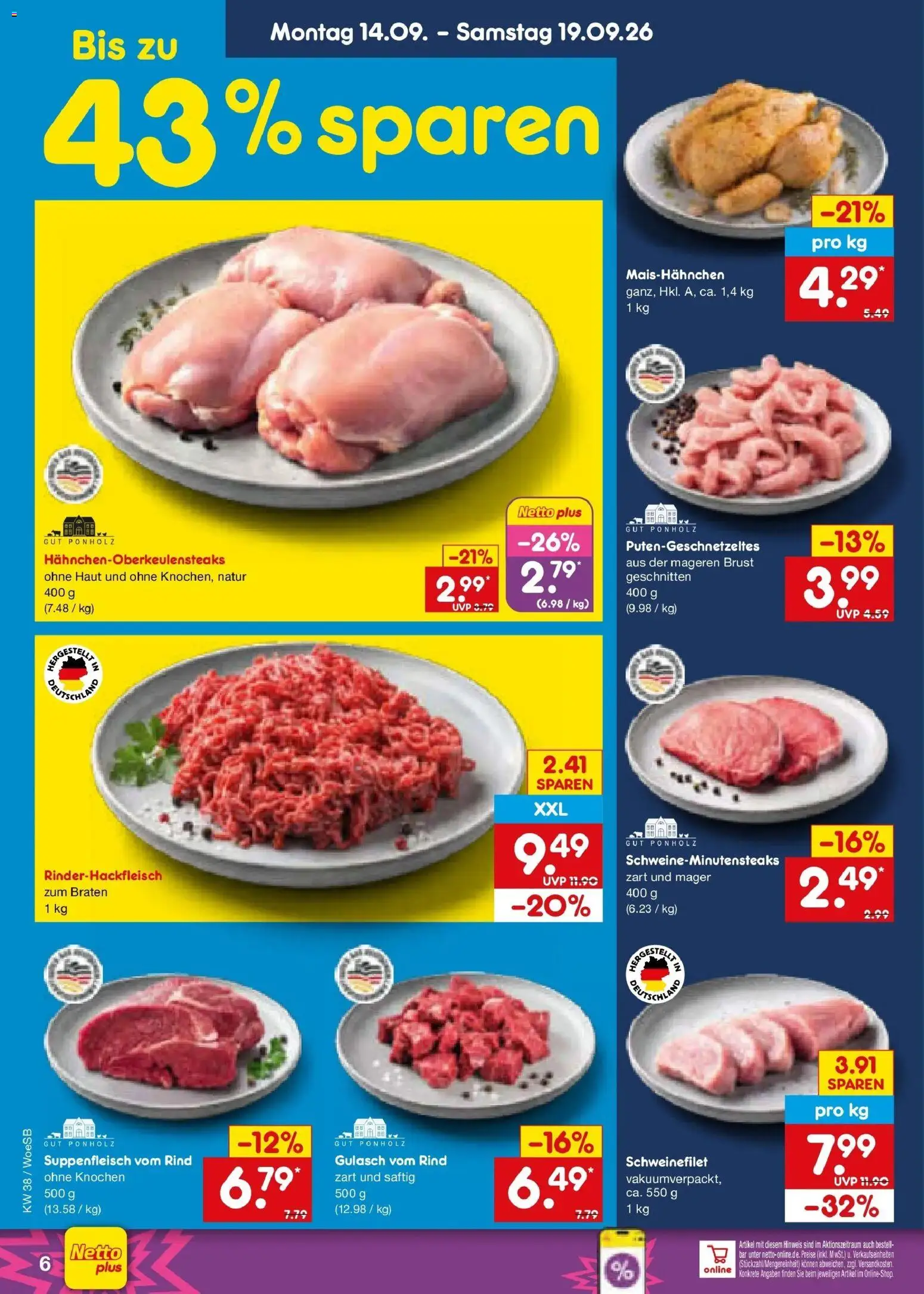 Netto Marken-Discount Prospekt Gemmingen – gültig ab 14.09.2026 | Seite: 8 | Produkte: Schweinefilet, Gulasch, Suppenfleisch