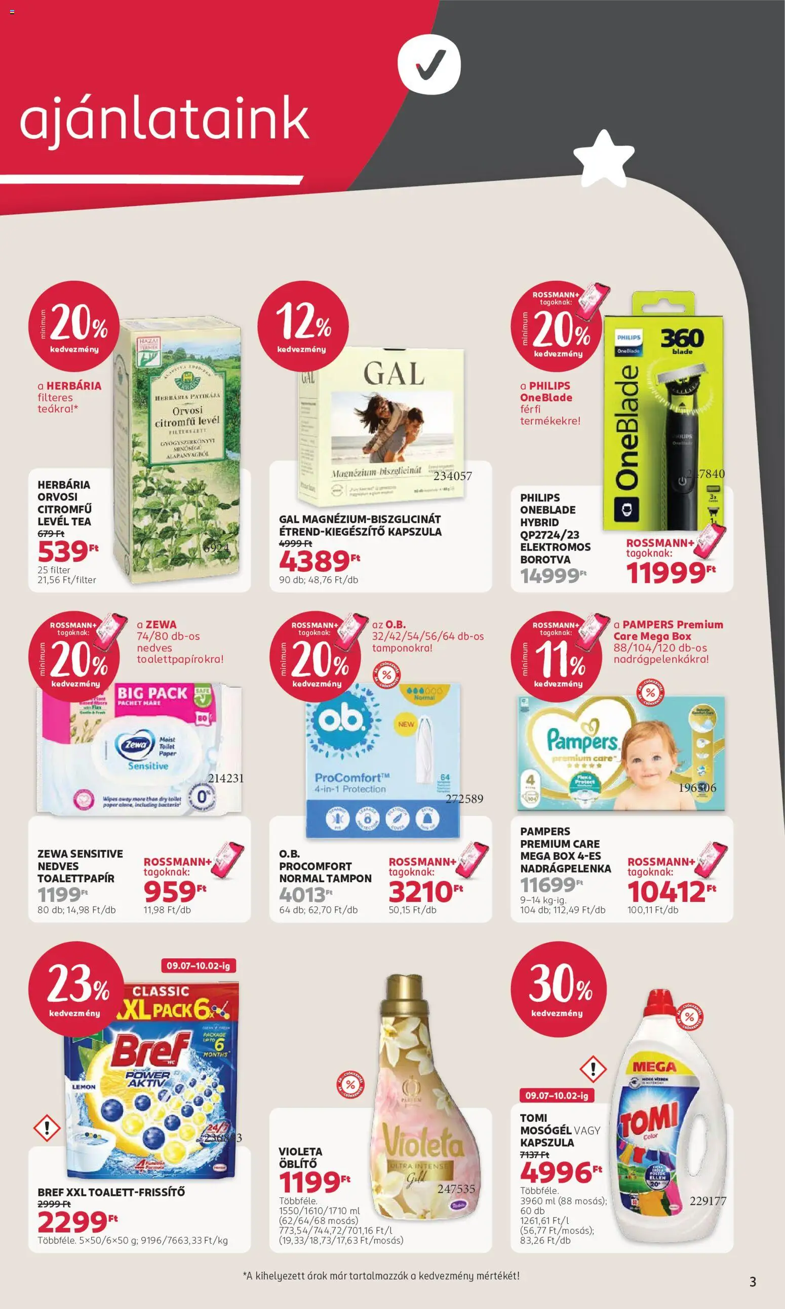 Rossmann akciós ujság - amely érvényes a következő dátumtól: 2026.09.07. | Oldal: 3 | Termékek: Toalettpapír, Bref, Mosógél, Tea