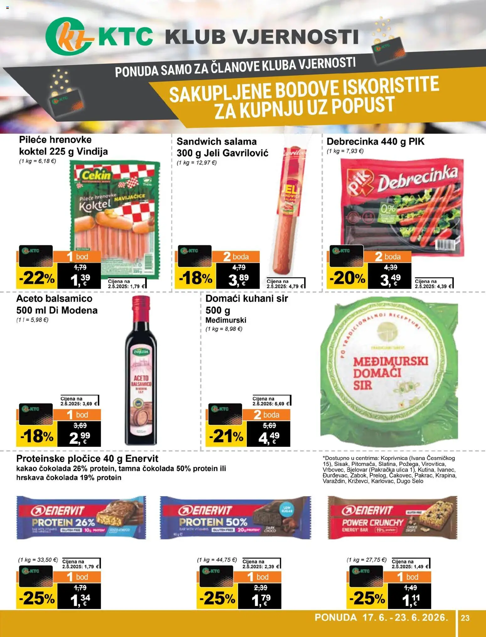 KTC katalog | vrijedi od 17.06.2026 | Stranica: 23 | Proizvodi: Sir, Salama, Pločice, Balsamico