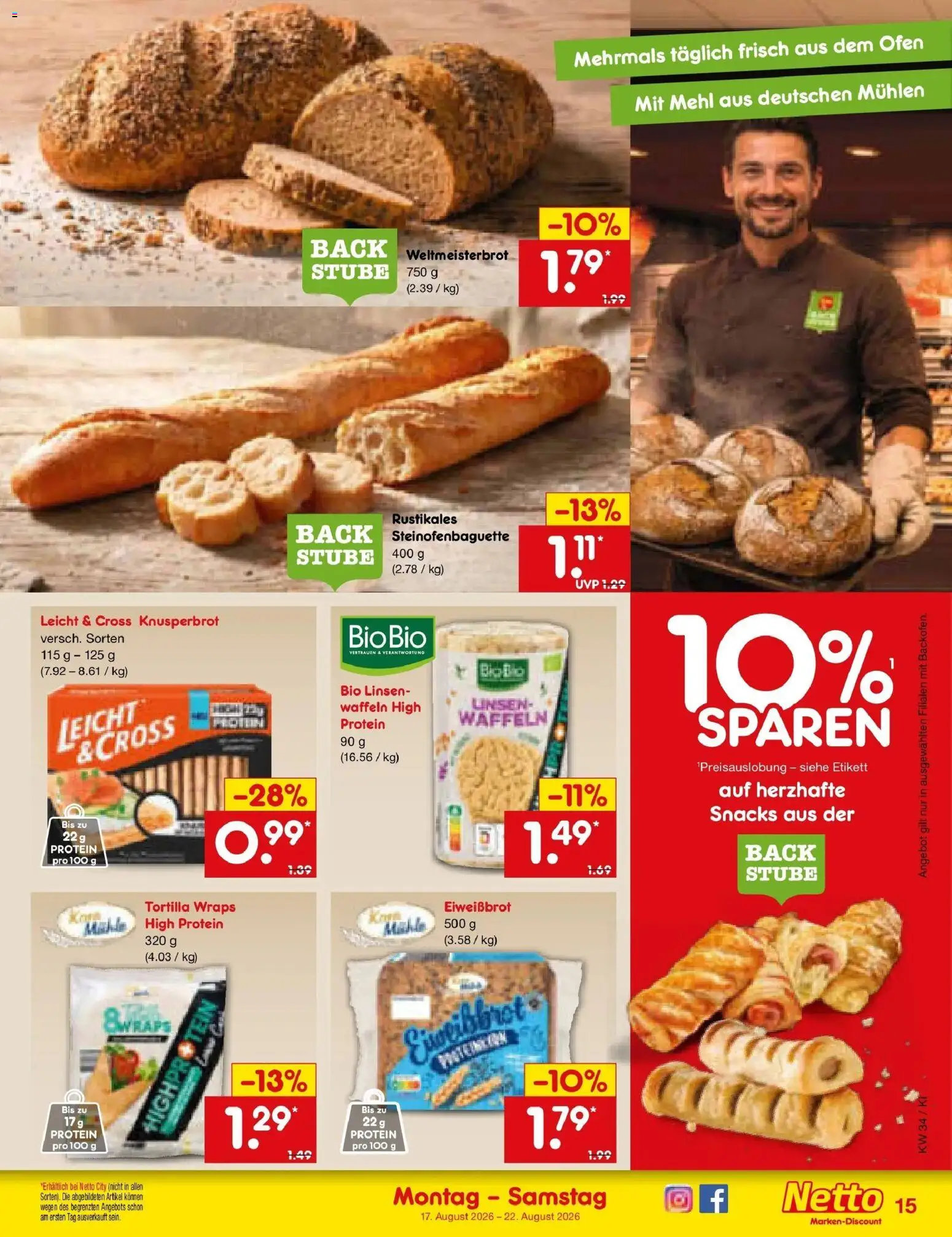 Netto Marken-Discount Prospekt Bad Friedrichshall – gültig ab 17.08.2026 | Seite: 21 | Produkte: Ofen, Mehl, Waffeln