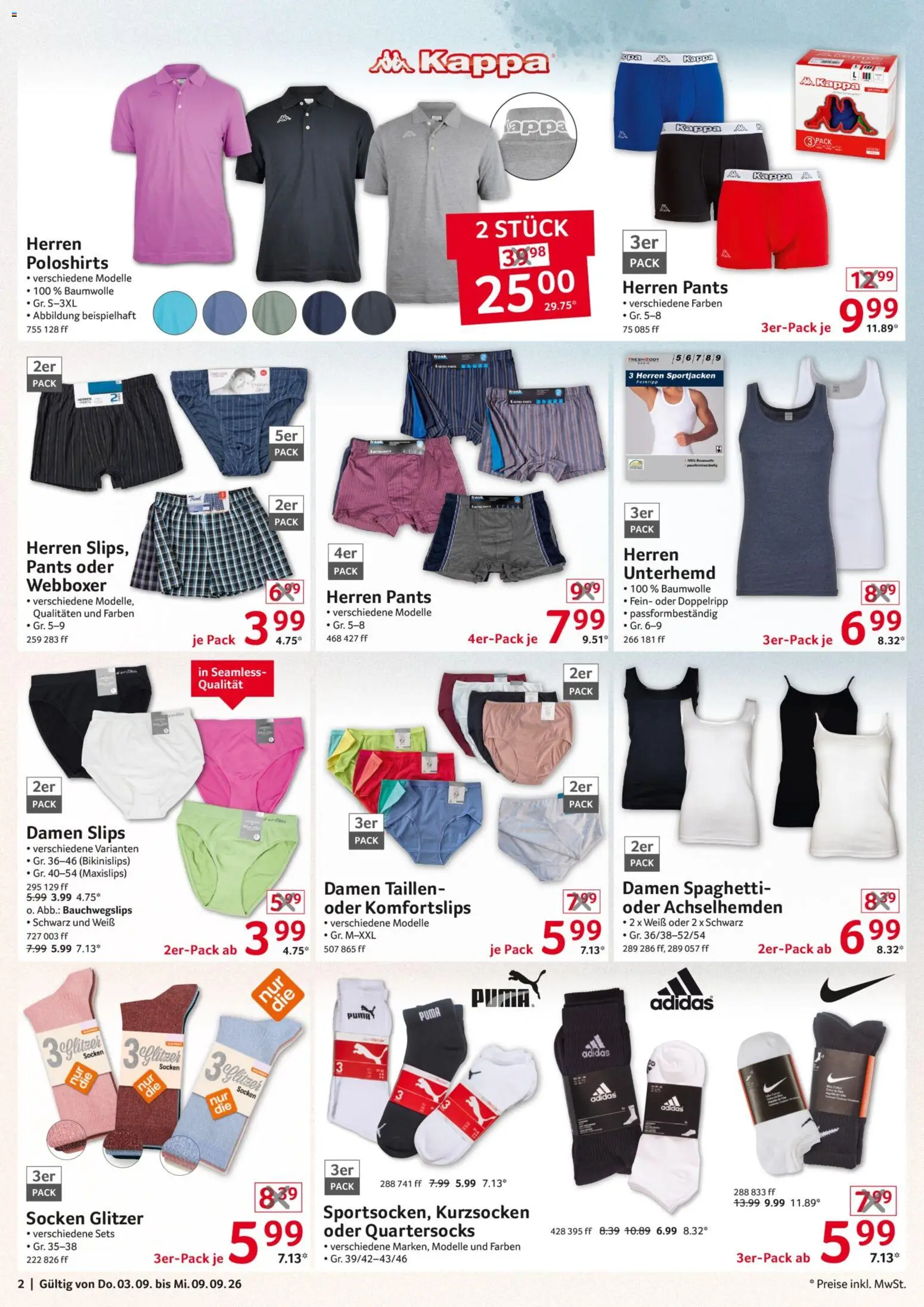 Selgros Non Food – gültig ab 03.09.2026 | Seite: 2 | Produkte: Unterhemd, Spaghetti, Socken